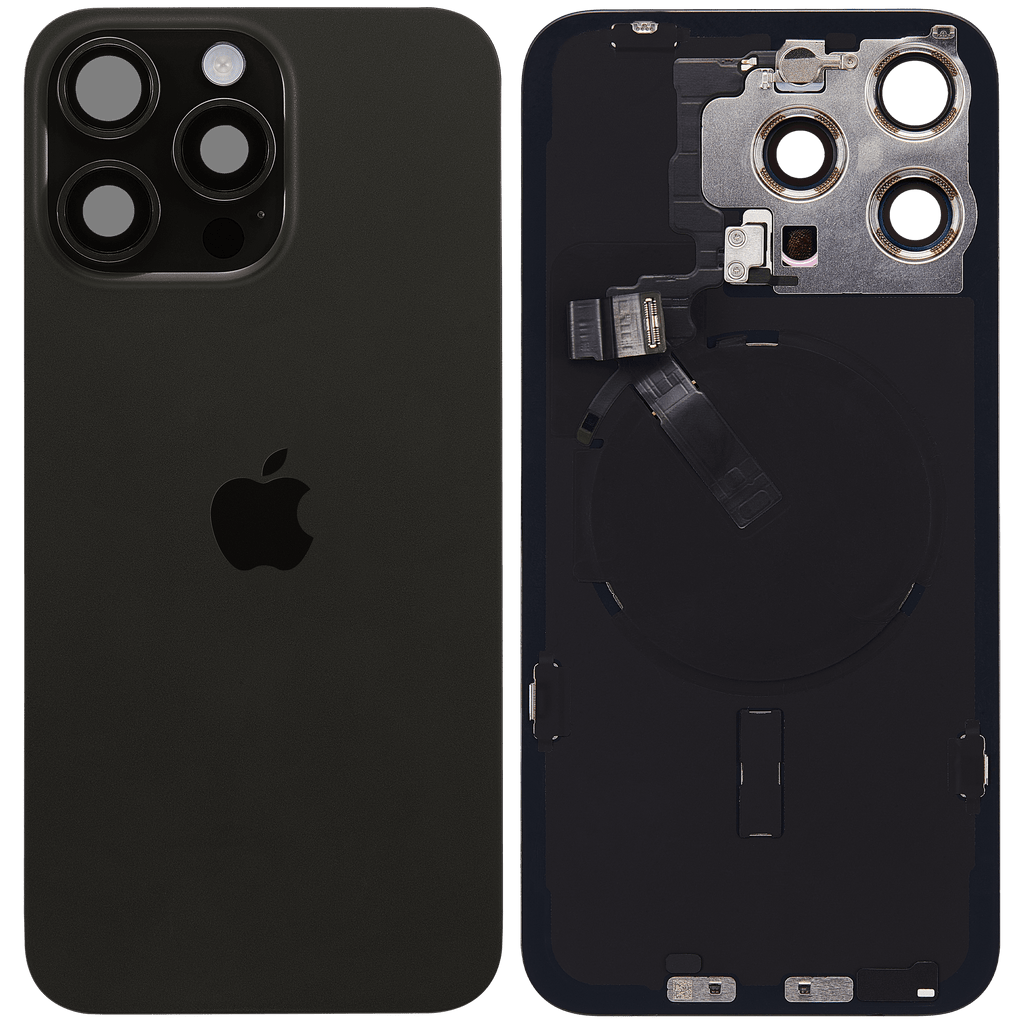 Backcover mit MagSafe-Magnet, NFC & Blitz-Flexkabel für iPhone 15 Pro Max (Genuine OEM) (Schwarz Titanium)