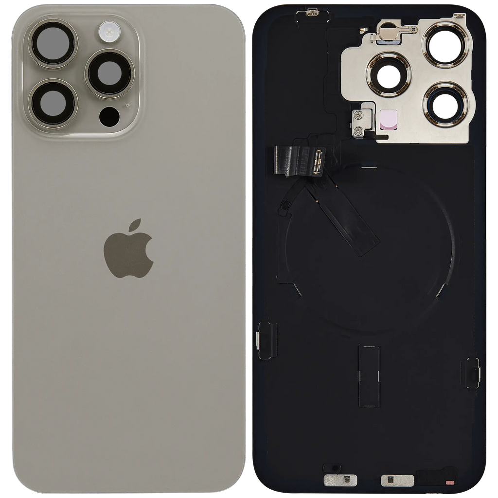 Backcover mit MagSafe-Magnet, NFC- und Blitz-Flexkabel für iPhone 15 Pro Max (Service Pack) (Natural Titanium)