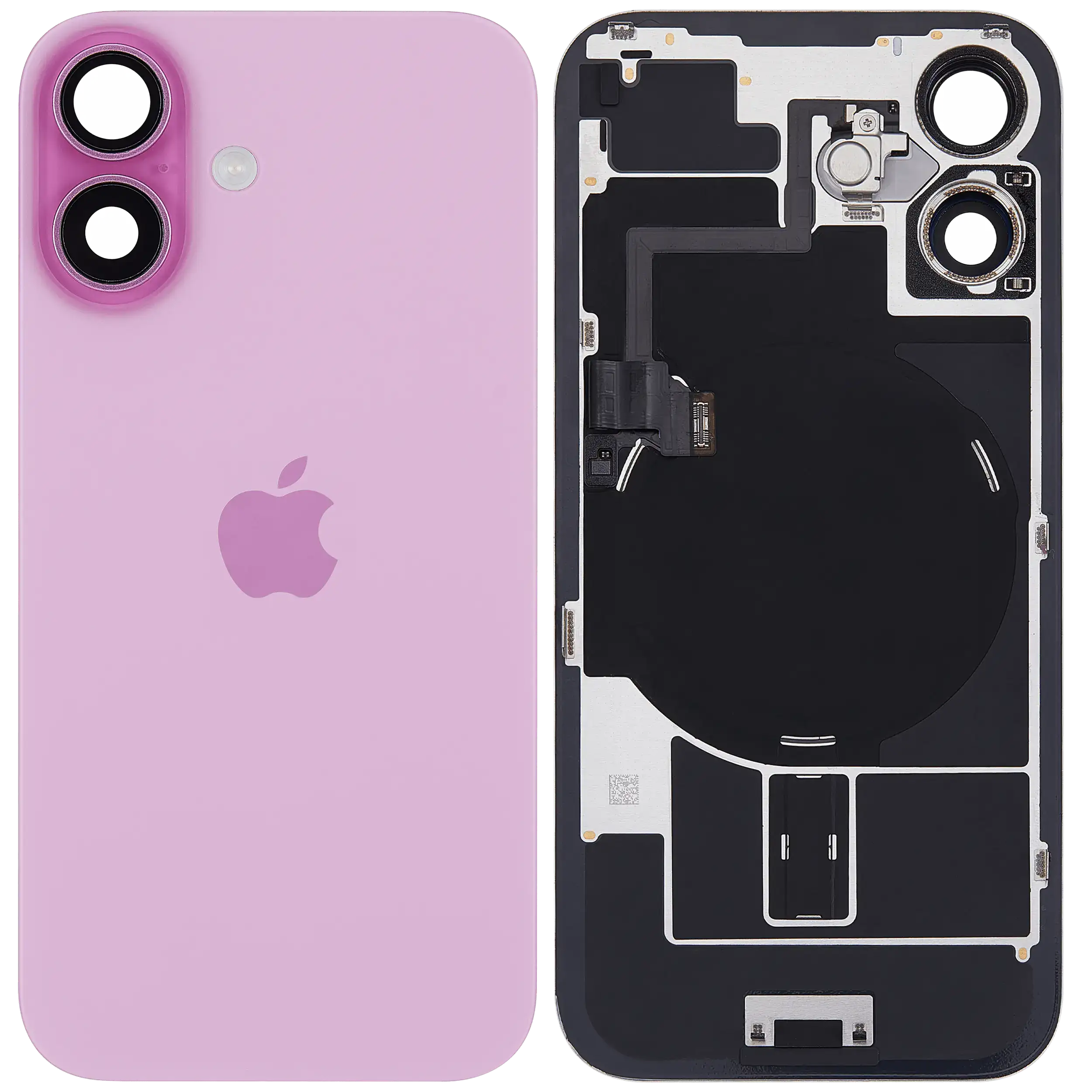 Back Cover with MagSafe Magnet, NFC, and Flash Flex Cable for iPhone 16 (Used OEM Part, Grade A) (Pink)