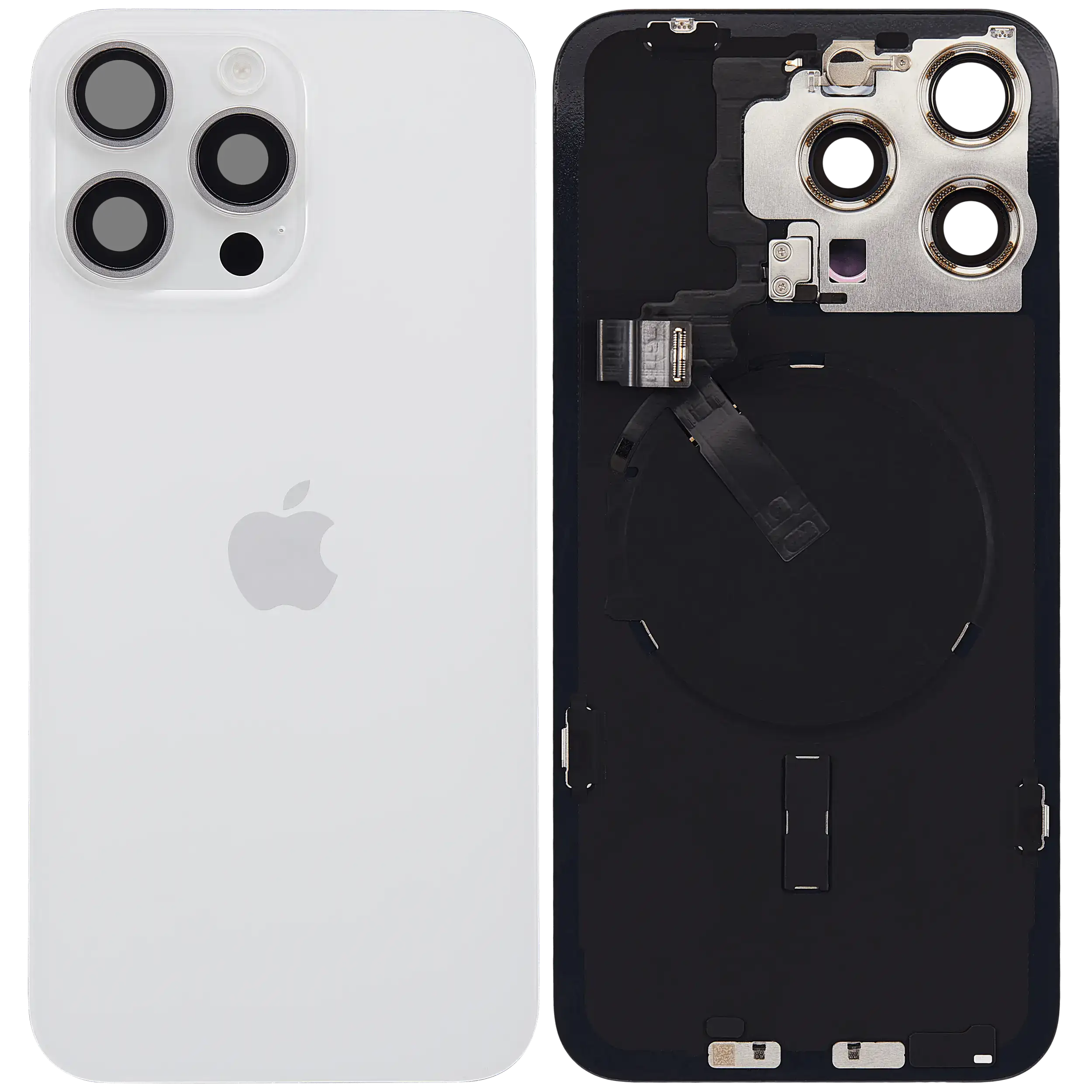 Back Cover with MagSafe Magnet, NFC & Flash Flex Cable for iPhone 15 Pro Max (Original OEM, UK/EU Version, White Titanium)