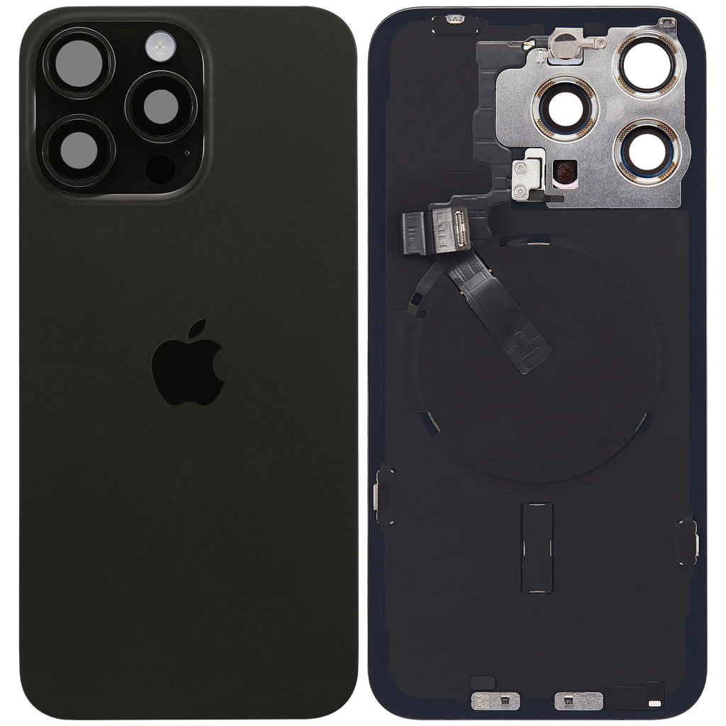 OEM Backcover m. MagSafe, NFC & Blitz-Flexkabel für iPhone 15 Pro Max (Schwarz T