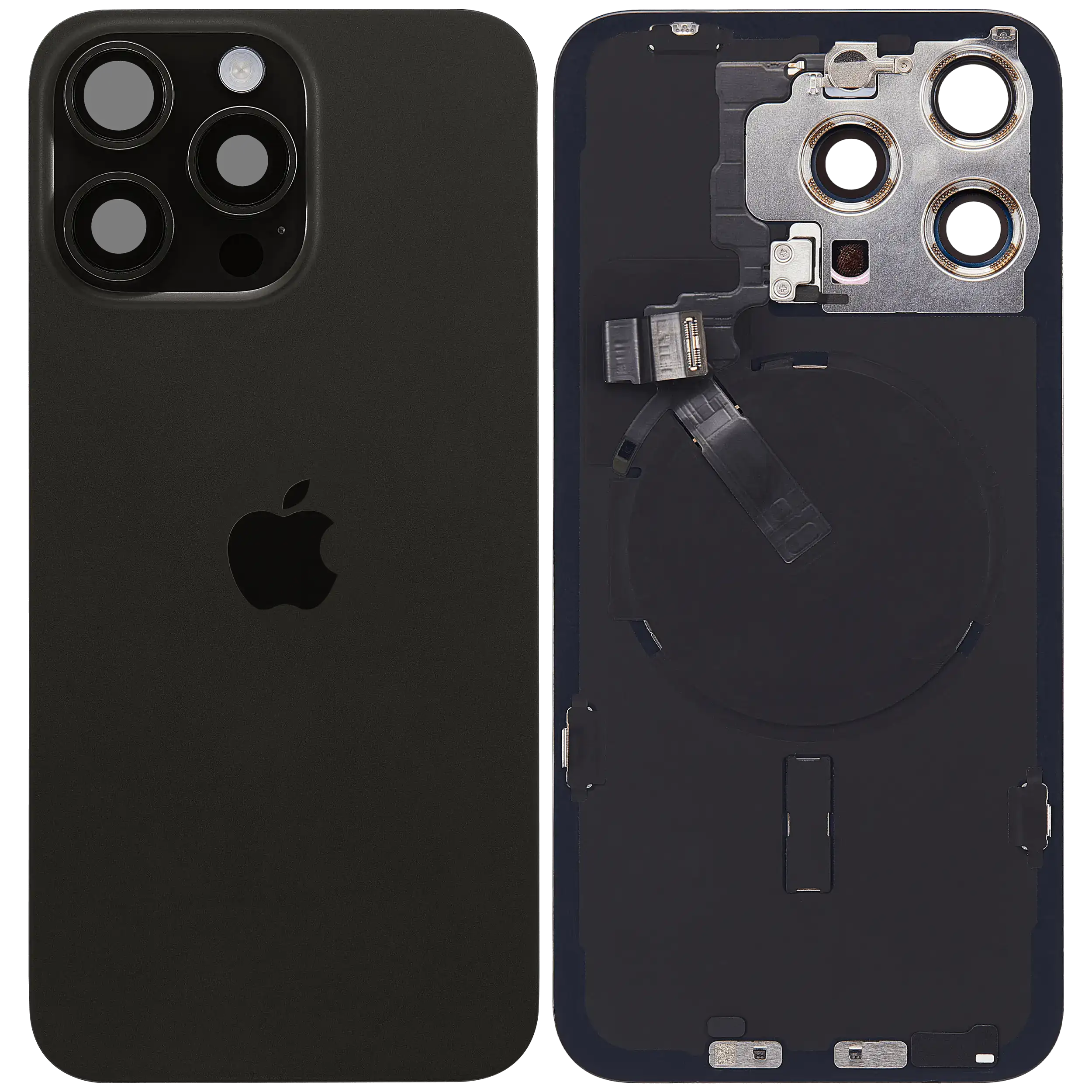 OEM Backcover m. MagSafe, NFC & Blitz-Flexkabel für iPhone 15 Pro Max (Schwarz T