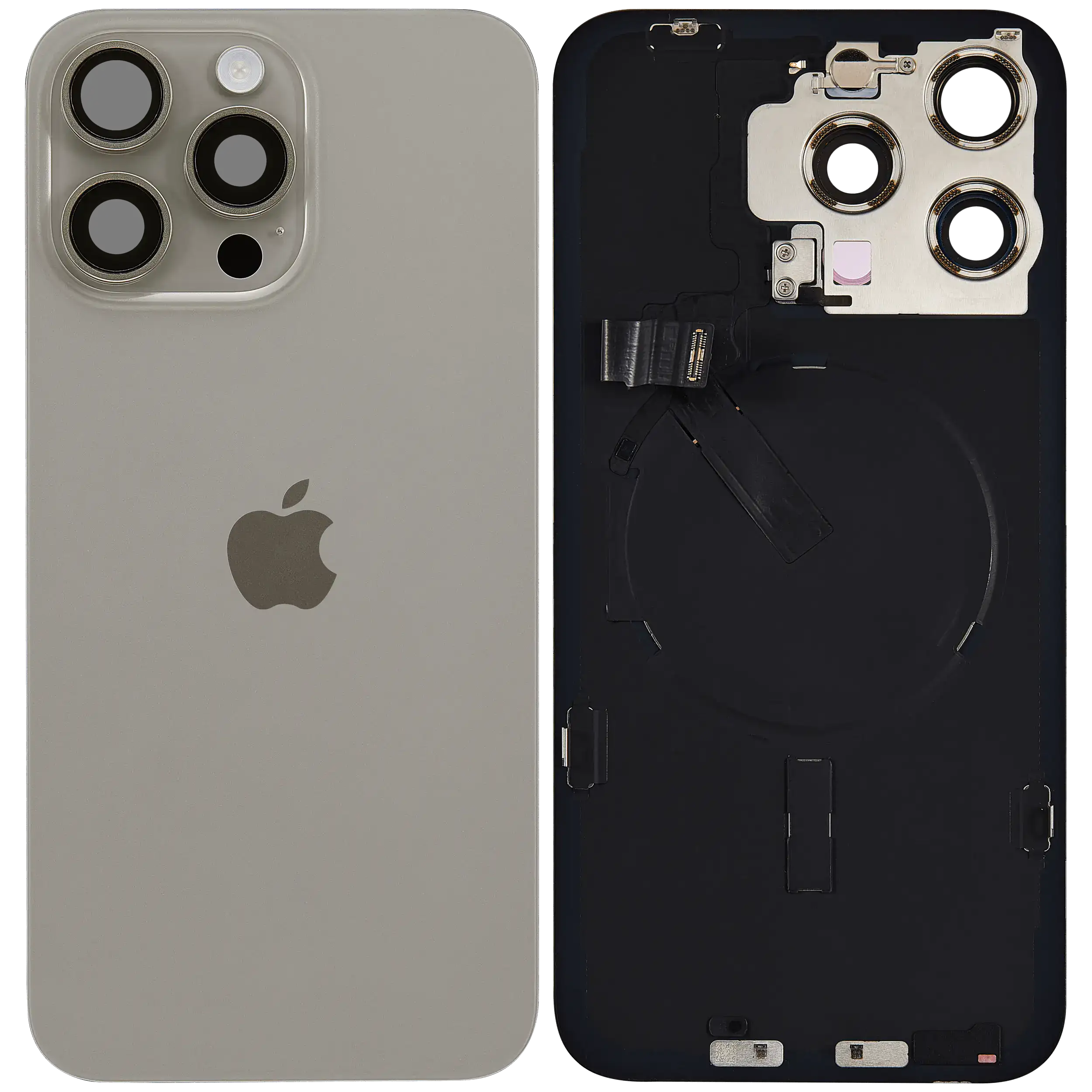 iPhone 15 Pro Max Backcover OEM Natural Titanium MagSafe NFC Blitz-Flexkabel
