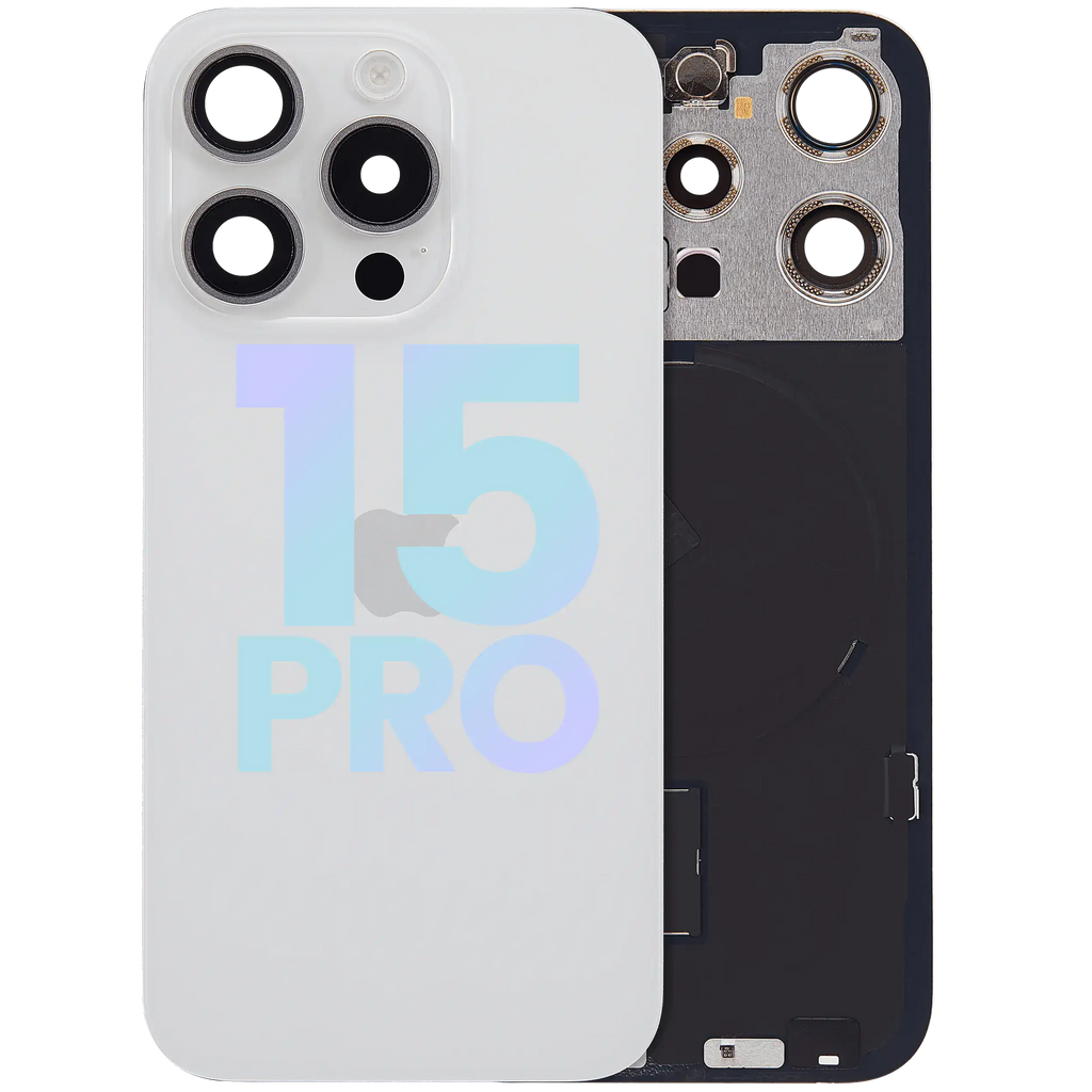 Backcover mit MagSafe Magnet & NFC & Blitz-Flexkabel für iPhone 15 Pro (Service Pack) (Weiß Titanium)