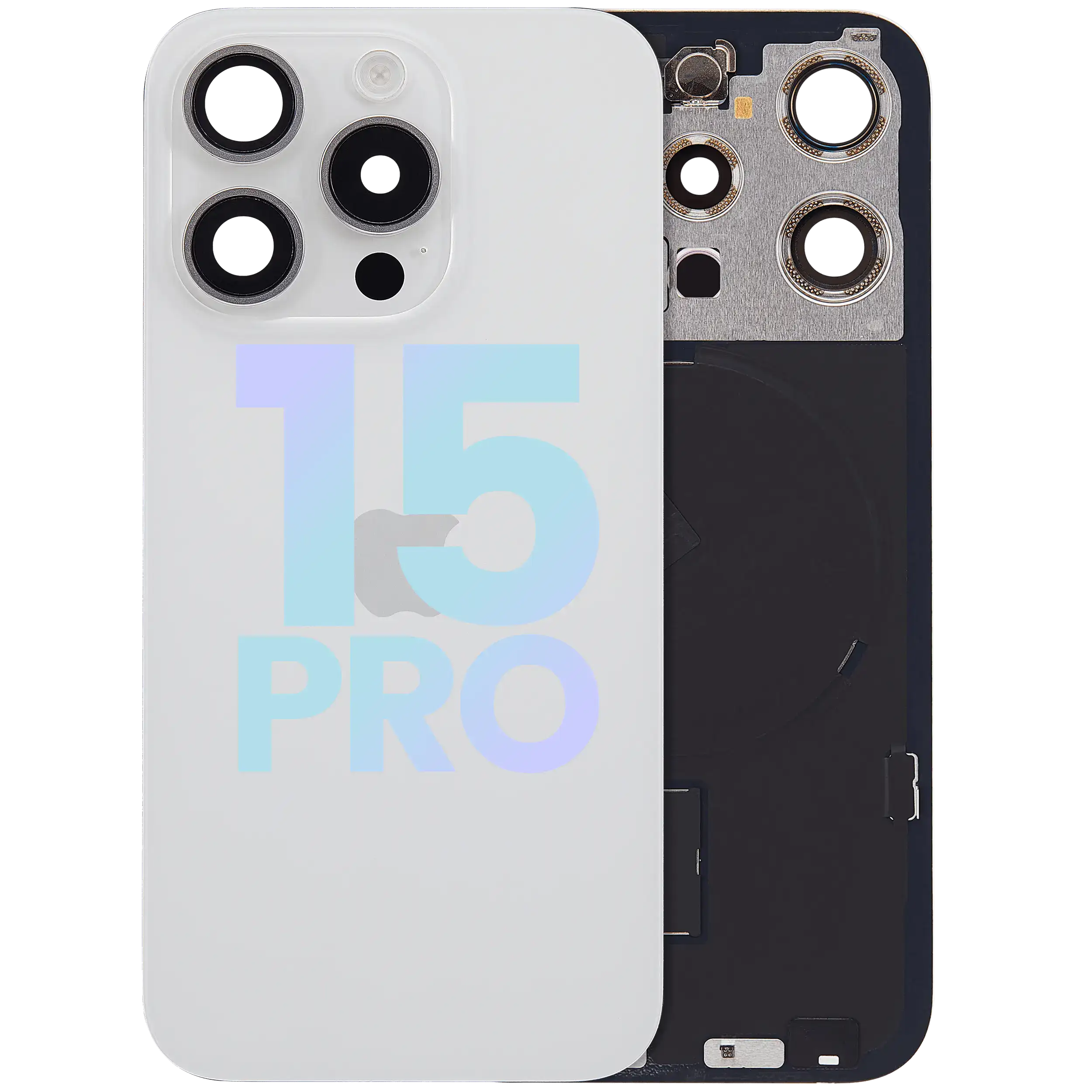 Backcover mit MagSafe Magnet & NFC & Blitz-Flexkabel für iPhone 15 Pro (Service Pack) (Weiß Titanium)