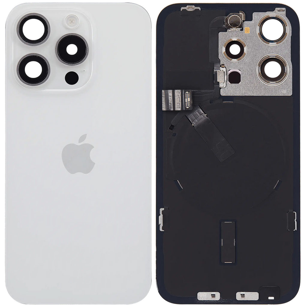 Backcover mit MagSafe Magnet & NFC & Blitz-Flexkabel für iPhone 15 Pro (Service Pack) (Weiß Titanium)