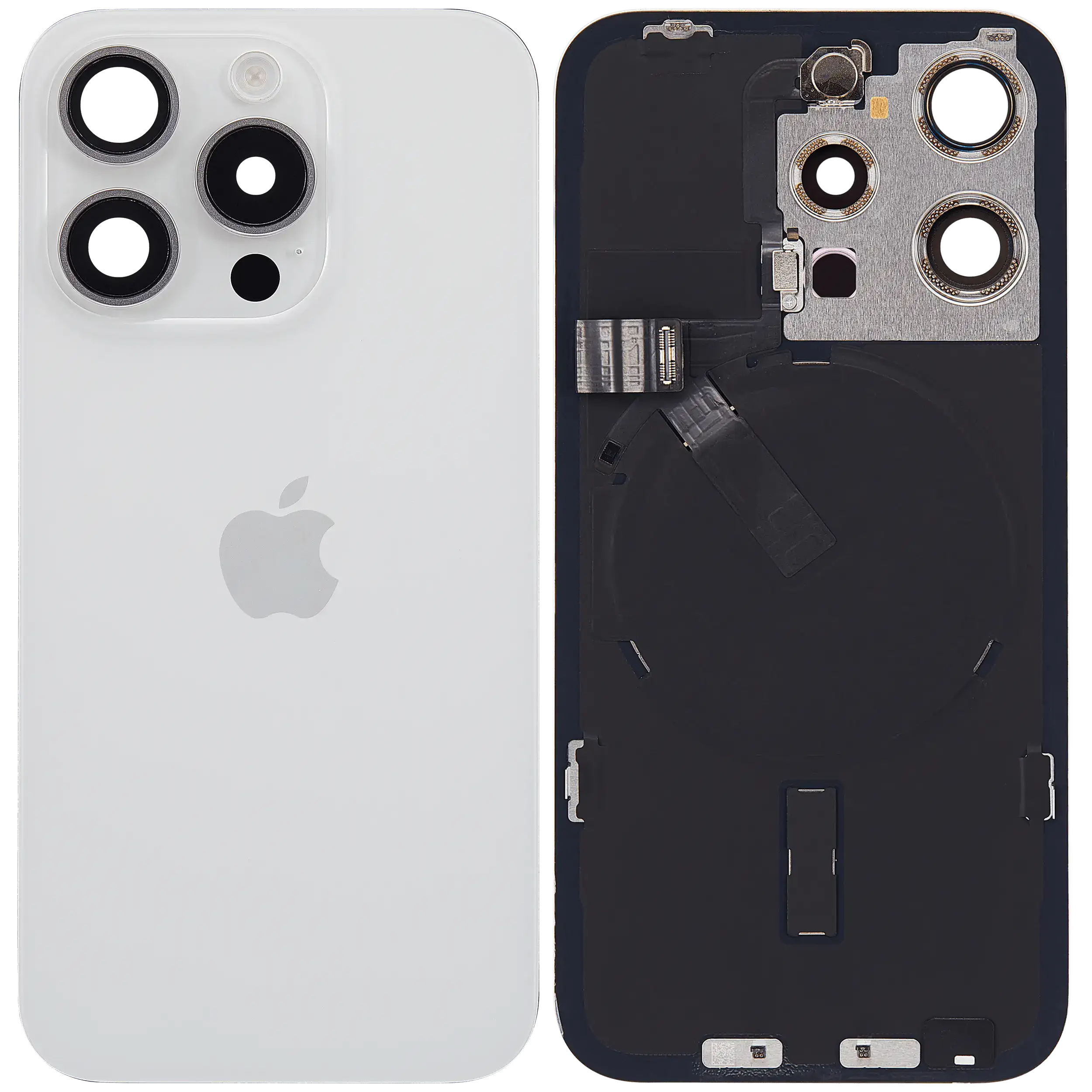 Backcover mit MagSafe Magnet & NFC & Blitz-Flexkabel für iPhone 15 Pro (Service Pack) (Weiß Titanium)