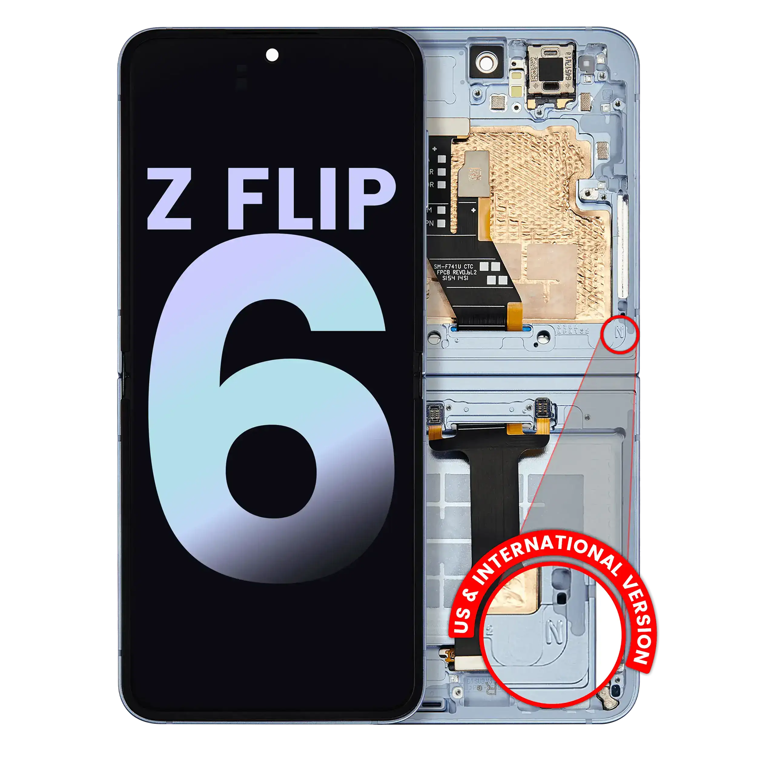 Internal OLED Display with Frame for Samsung Galaxy Z Flip 6 5G (US & International) (Service Pack) (Blue)