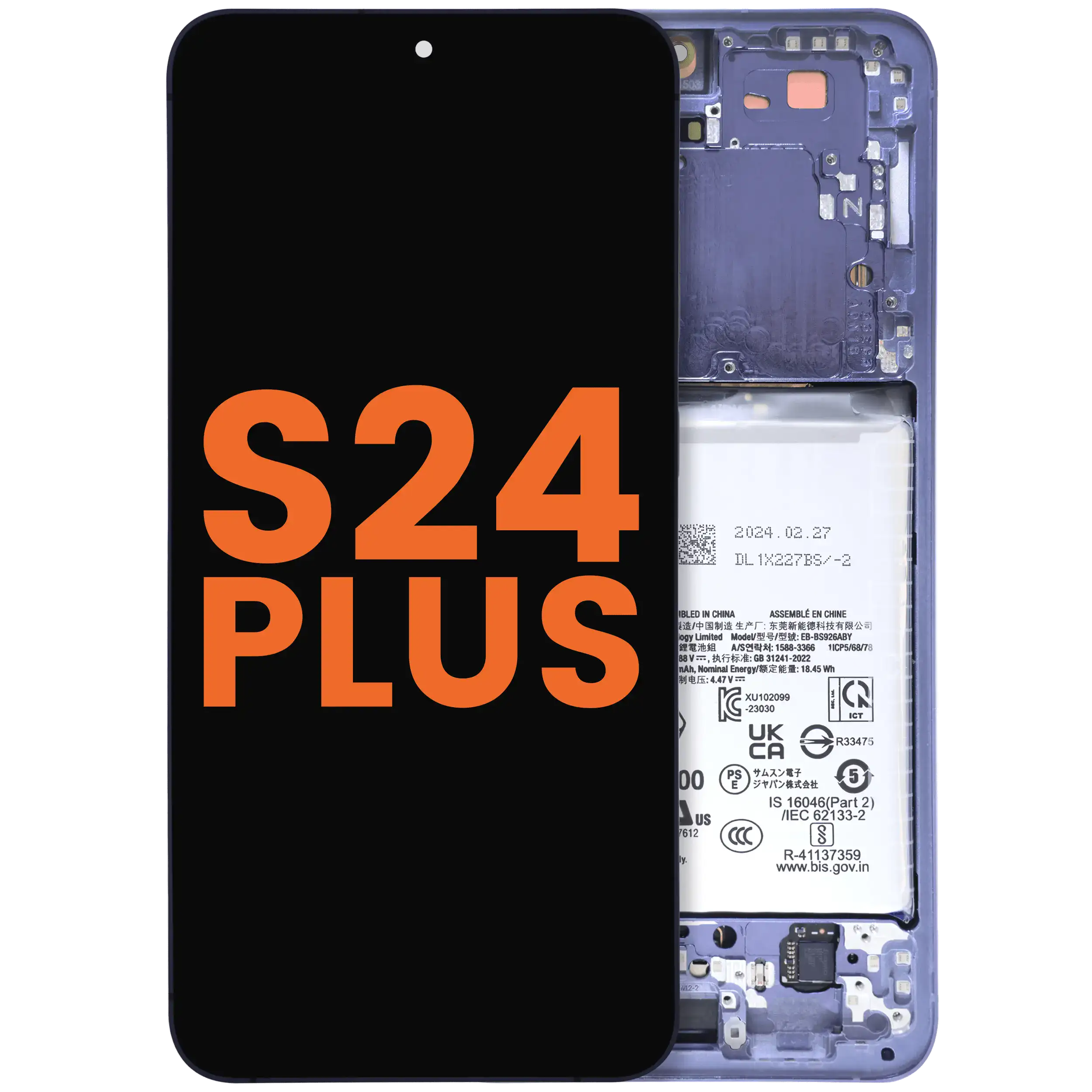 OLED-Display mit Rahmen Compatible für Samsung Galaxy S24 Plus 5G (US & Internationale Version) (Blemish: Qualität C) (Cobalt Violet)