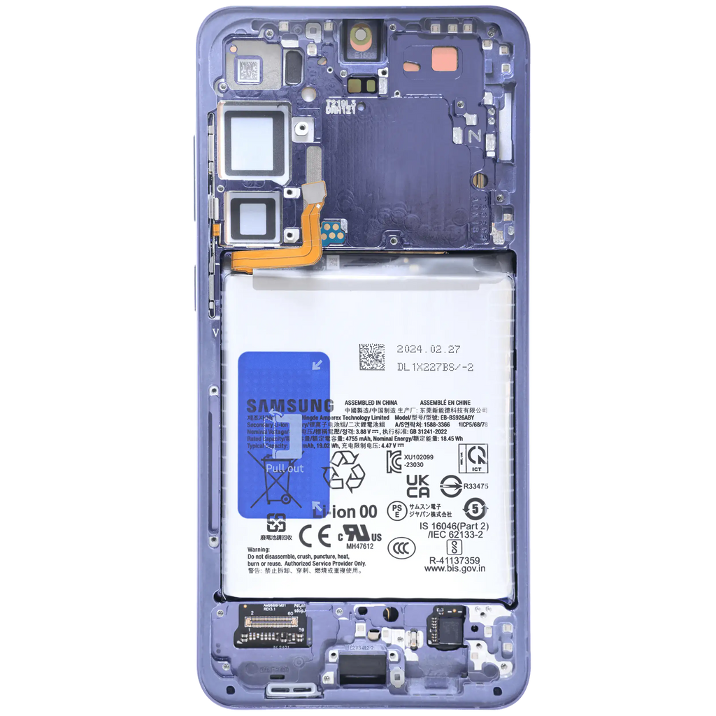OLED-Display mit Rahmen Compatible für Samsung Galaxy S24 Plus 5G (US & Internationale Version) (Blemish: Qualität C) (Cobalt Violet)