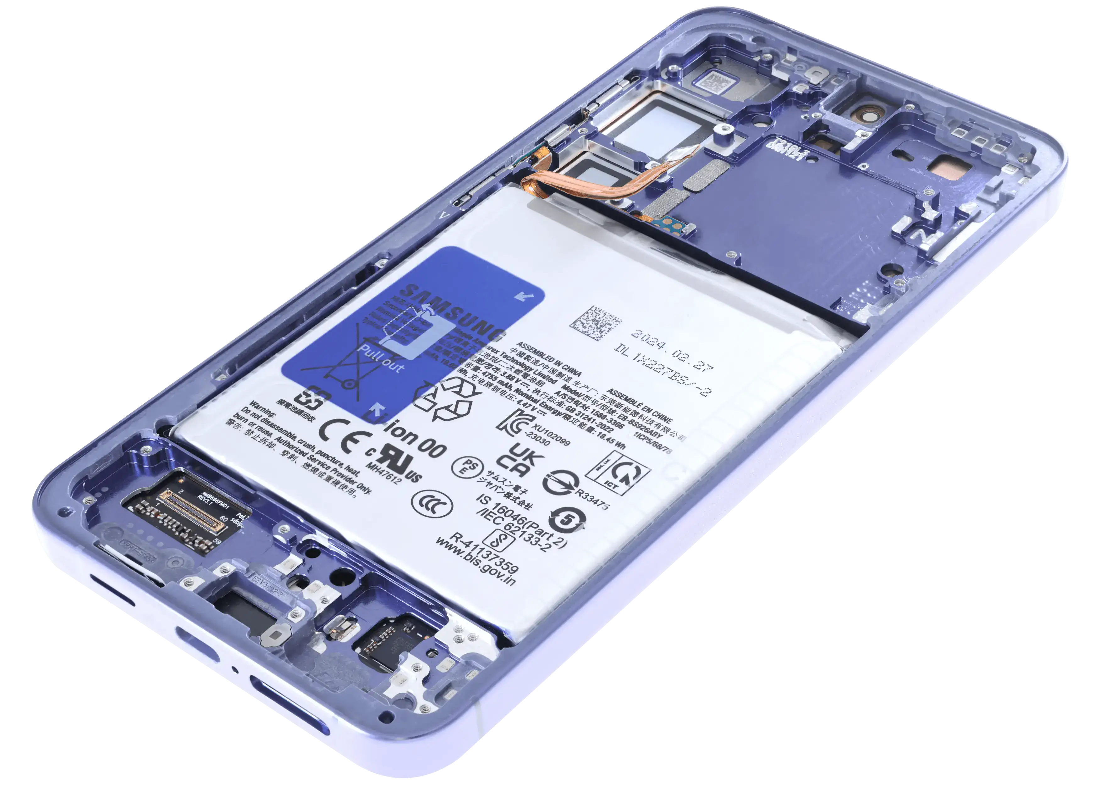OLED-Display mit Rahmen Compatible für Samsung Galaxy S24 Plus 5G (US & Internationale Version) (Blemish: Qualität C) (Cobalt Violet)