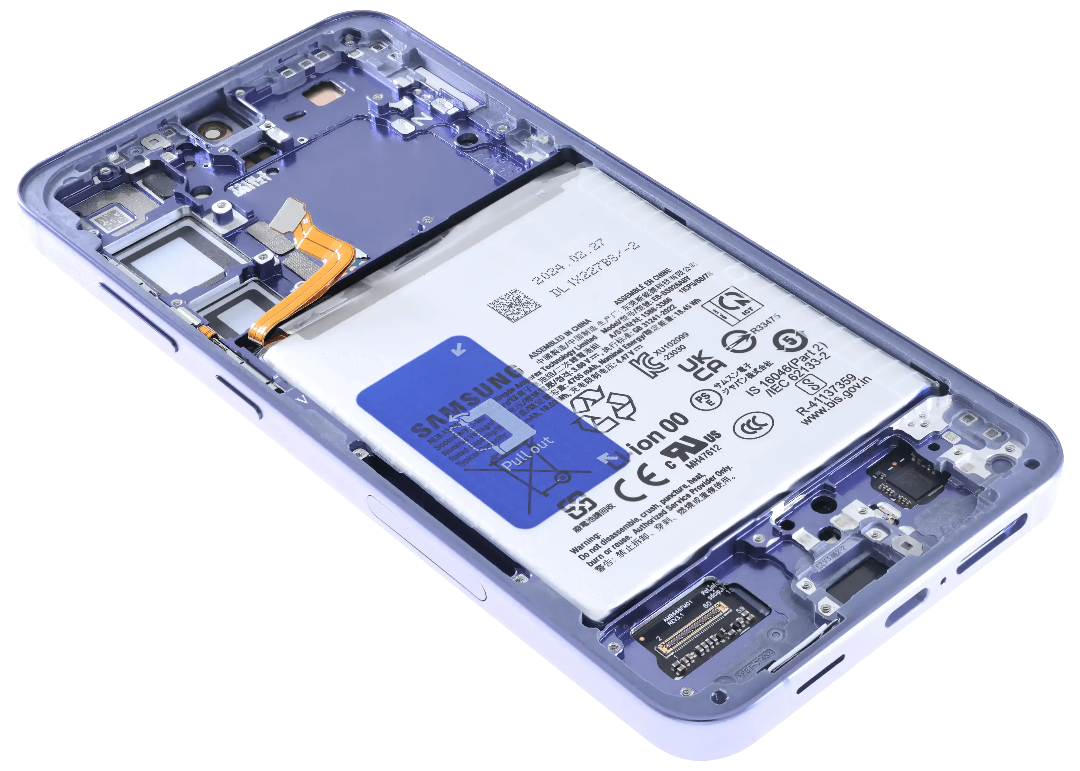 OLED-Display mit Rahmen Compatible für Samsung Galaxy S24 Plus 5G (US & Internationale Version) (Blemish: Qualität C) (Cobalt Violet)