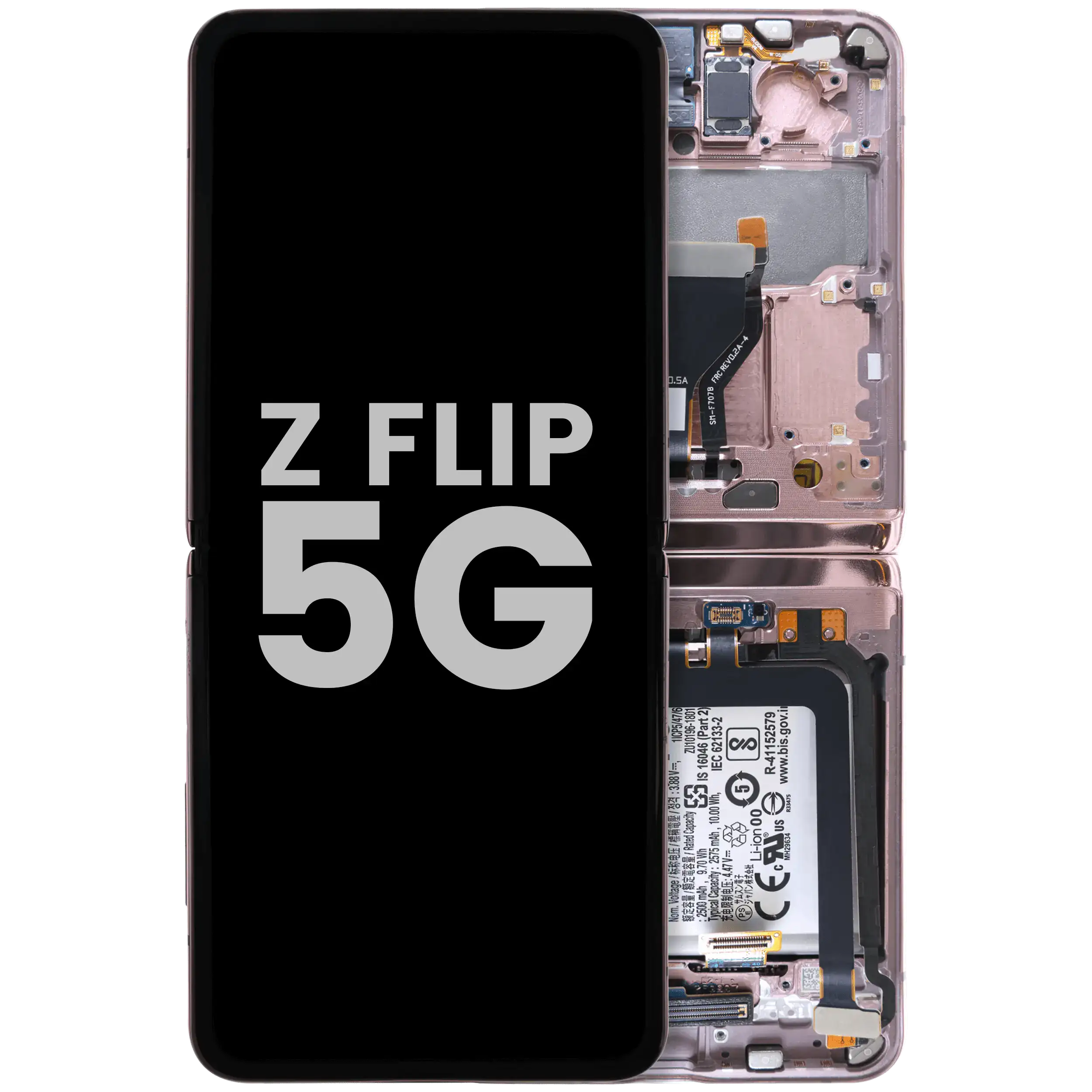Inner OLED-Display für Samsung Galaxy Z Flip 5G (US & International) (gebrauchter OEM-Ausbau, Qualität B) (Mystic Bronze)