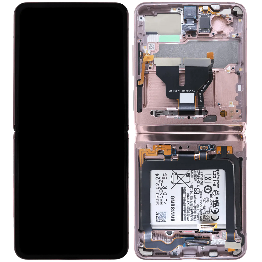 Inner OLED-Display für Samsung Galaxy Z Flip 5G (US & International) (gebrauchter OEM-Ausbau, Qualität B) (Mystic Bronze)