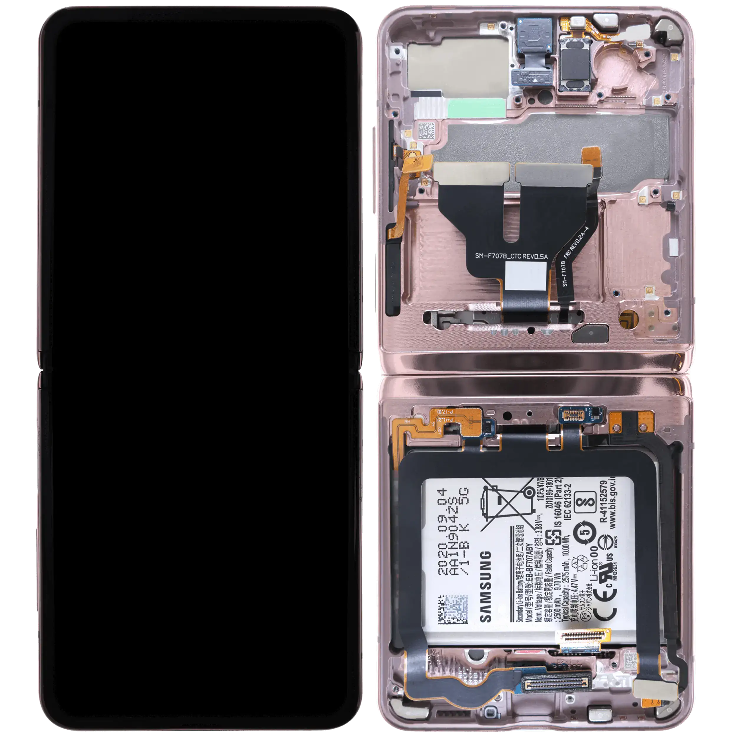Inner OLED-Display für Samsung Galaxy Z Flip 5G (US & International) (gebrauchter OEM-Ausbau, Qualität B) (Mystic Bronze)