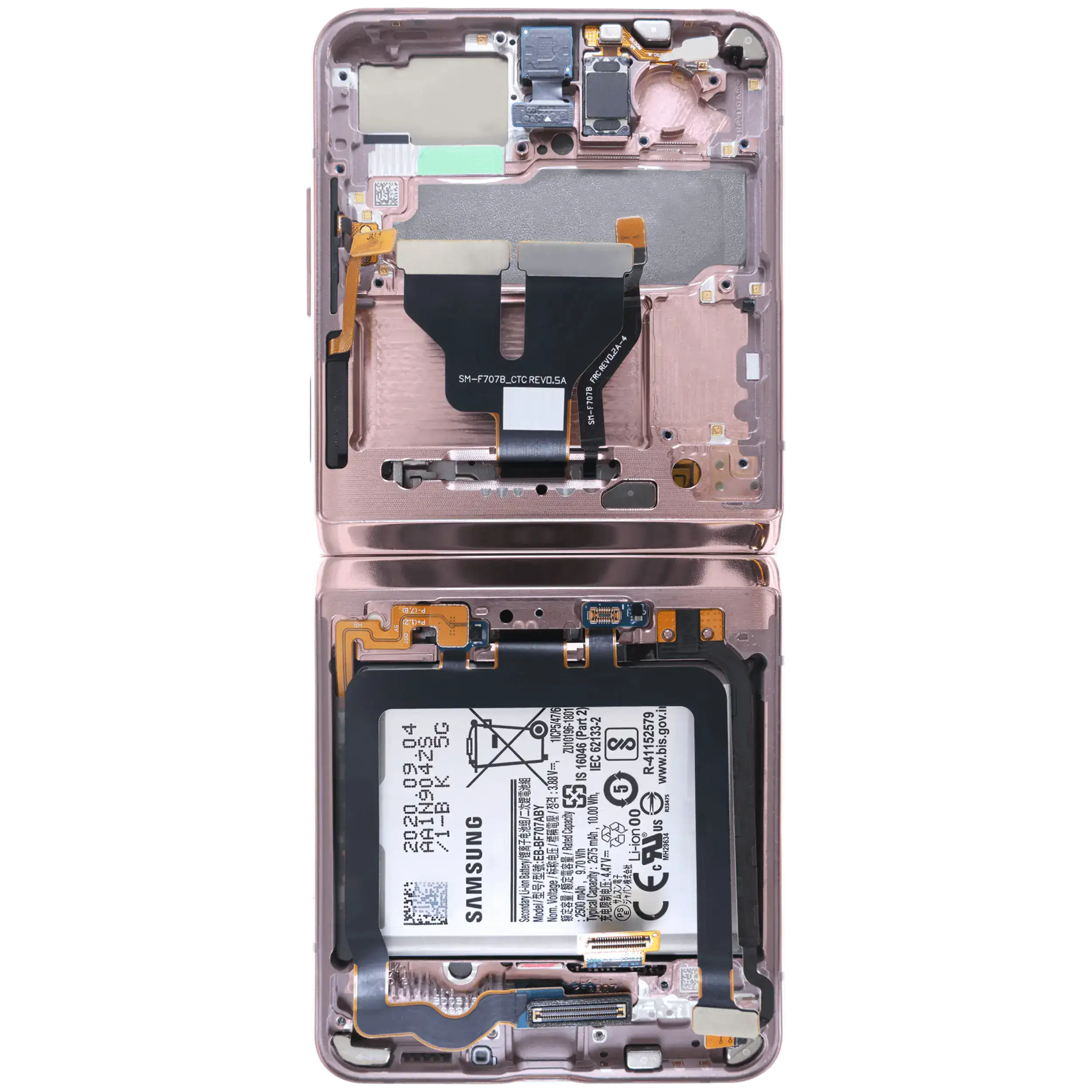 Inner OLED-Display für Samsung Galaxy Z Flip 5G (US & International) (gebrauchter OEM-Ausbau, Qualität B) (Mystic Bronze)