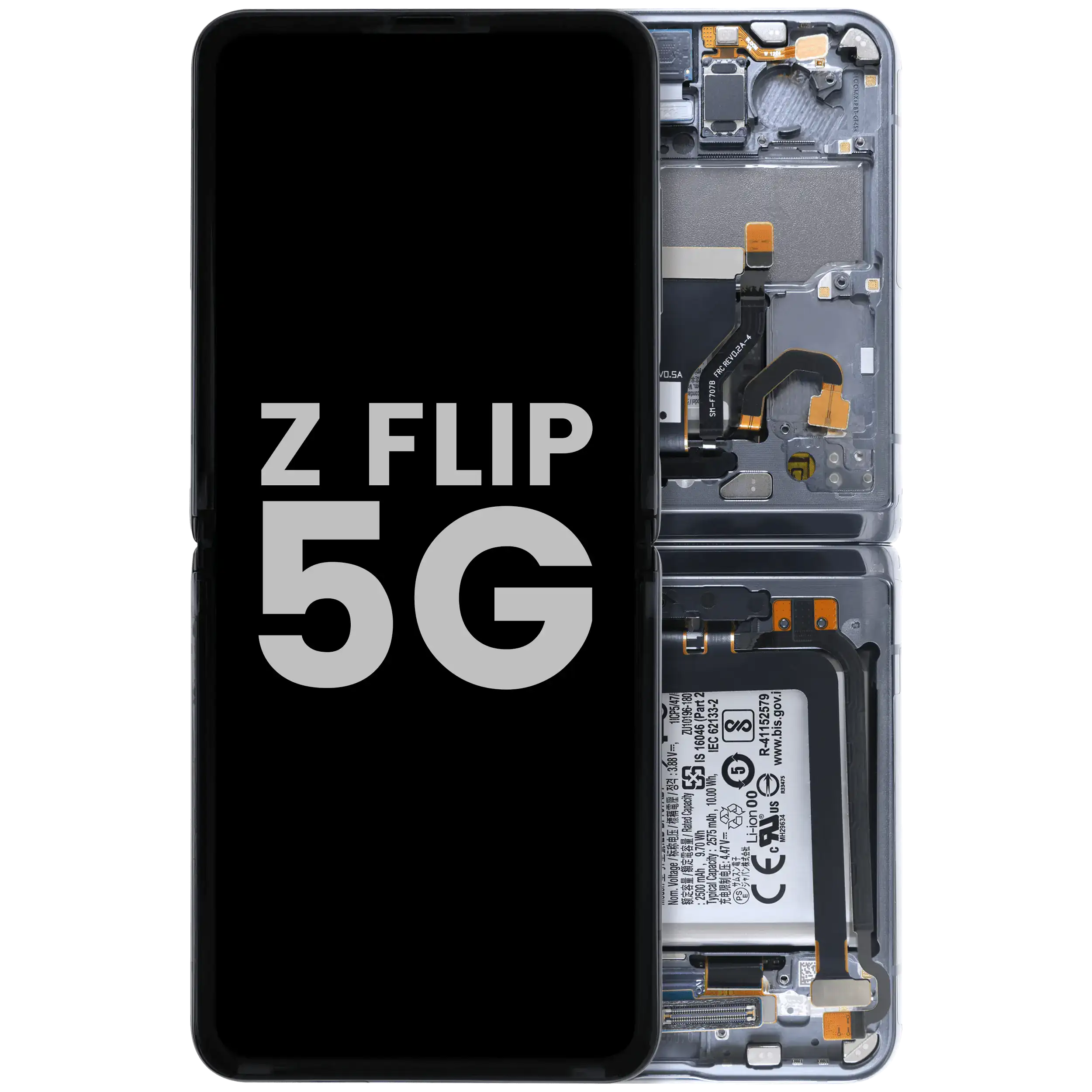 Inner OLED-Display für Samsung Galaxy Z Flip 5G (US & International) (gebrauchter OEM-Ausbau, Qualität A) (Mystic Black)