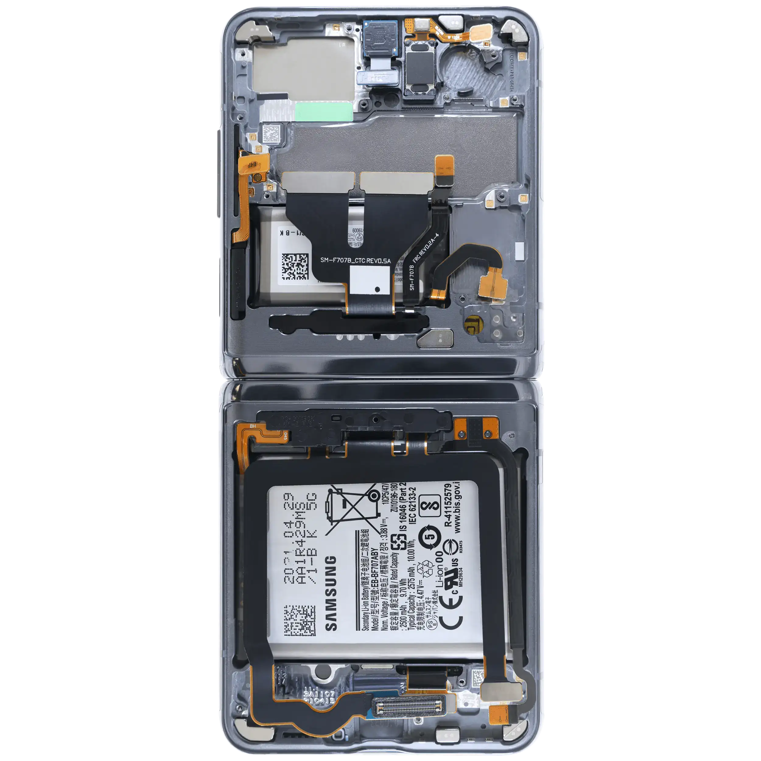 Inner OLED-Display für Samsung Galaxy Z Flip 5G (US & International) (gebrauchter OEM-Ausbau, Qualität A) (Mystic Black)