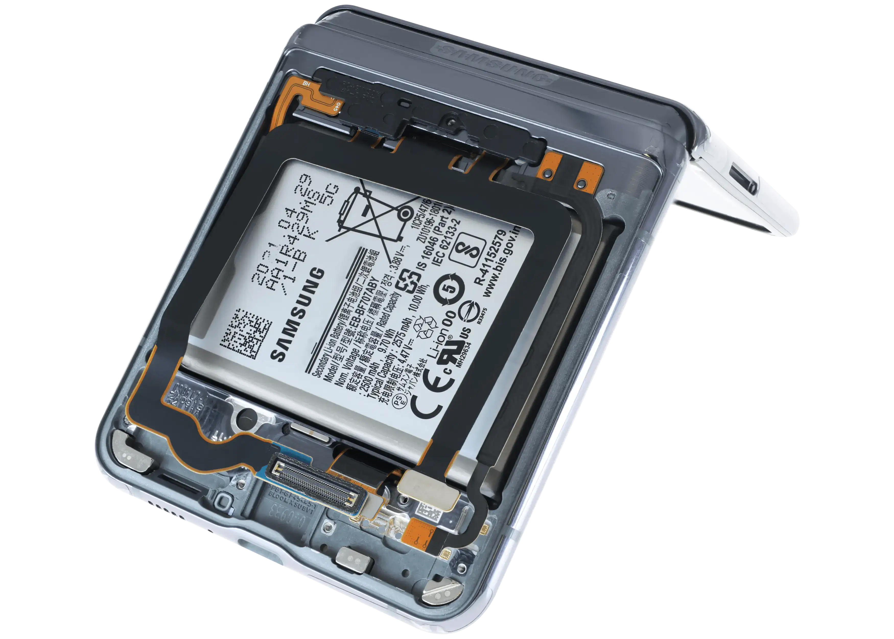 Inner OLED-Display für Samsung Galaxy Z Flip 5G (US & International) (gebrauchter OEM-Ausbau, Qualität A) (Mystic Black)