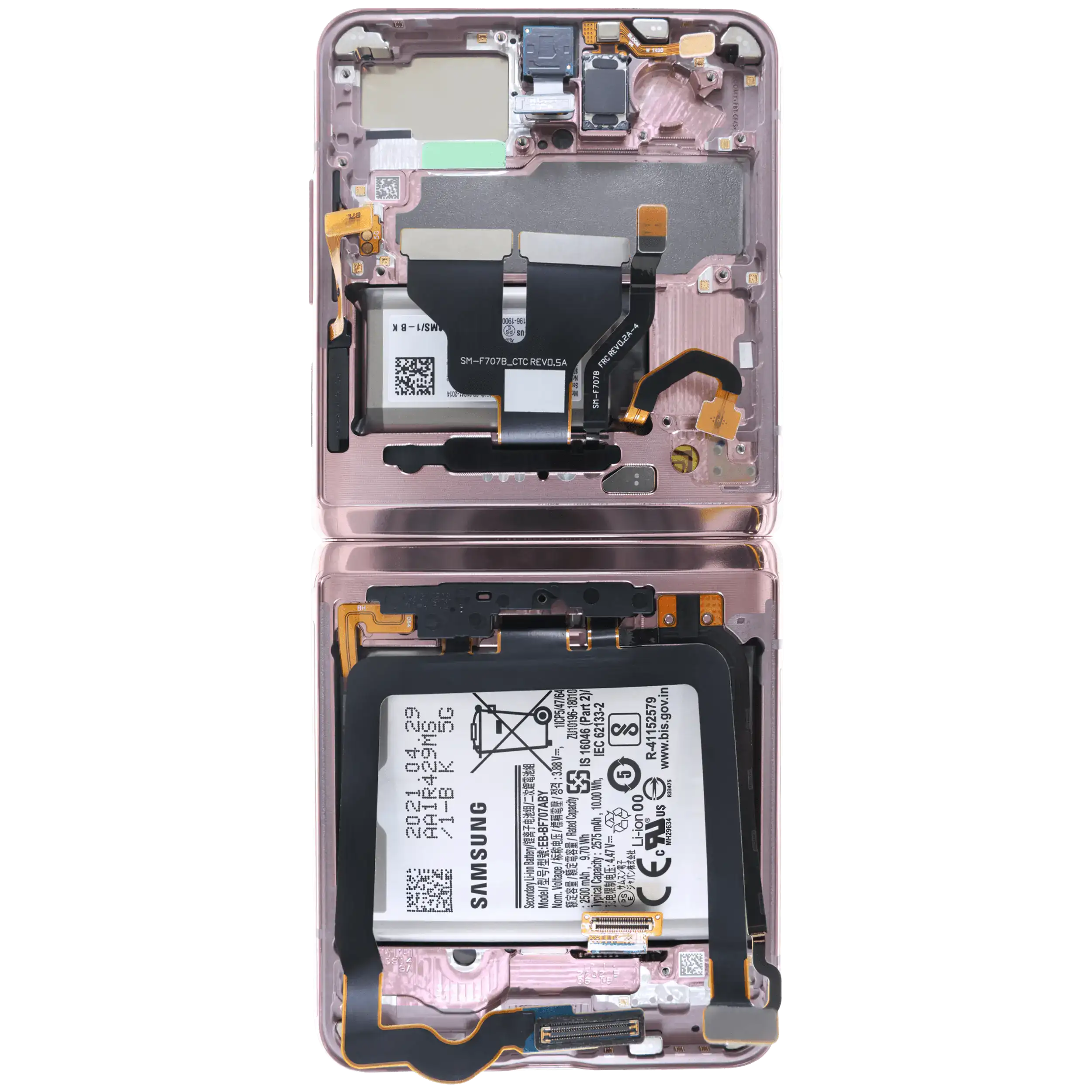 Inner OLED-Display für Samsung Galaxy Z Flip 5G (US & International) (gebrauchter OEM-Ausbau, Qualität A) (Mystic Bronze)