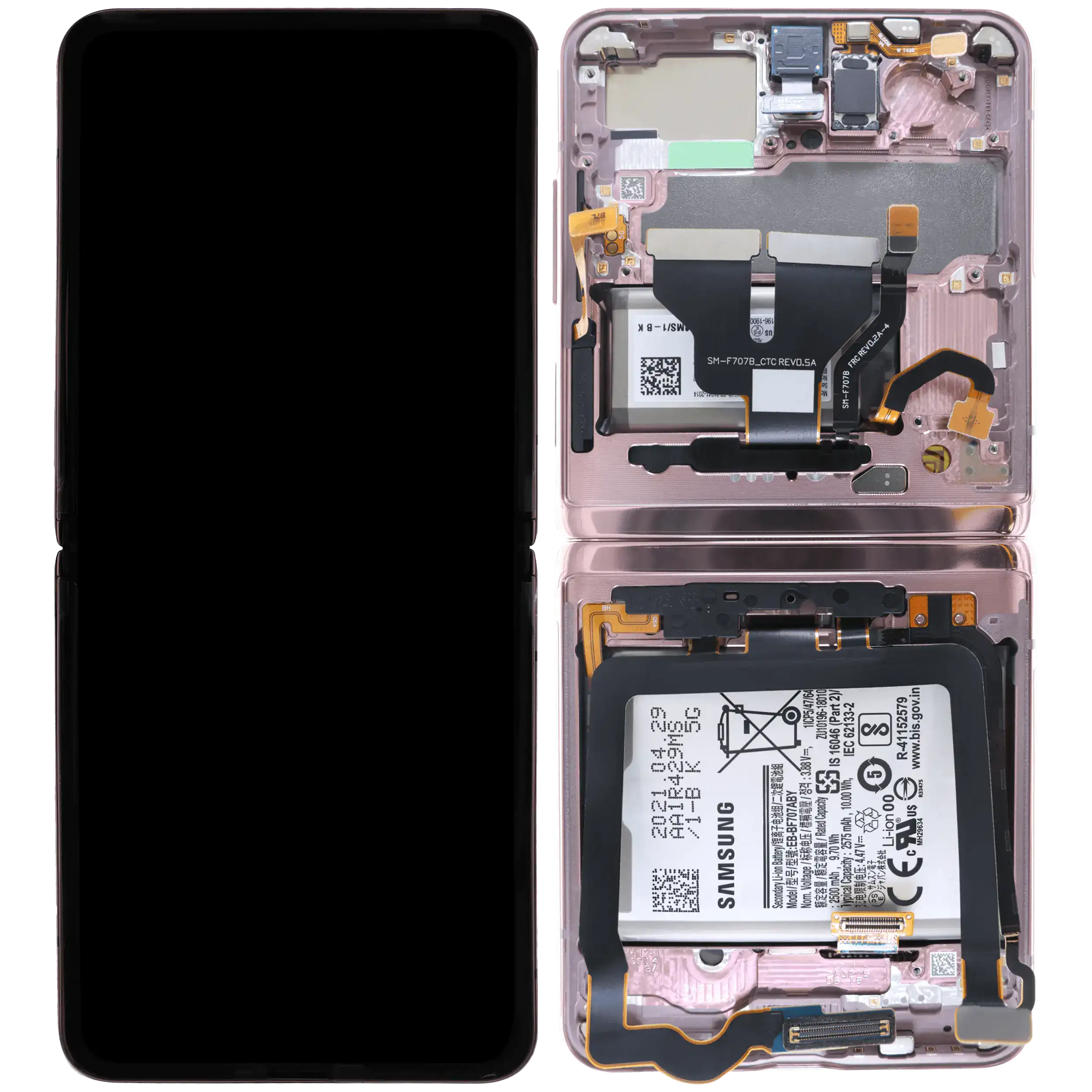 Inner OLED-Display für Samsung Galaxy Z Flip 5G (US & International) (gebrauchter OEM-Ausbau, Qualität A) (Mystic Bronze)