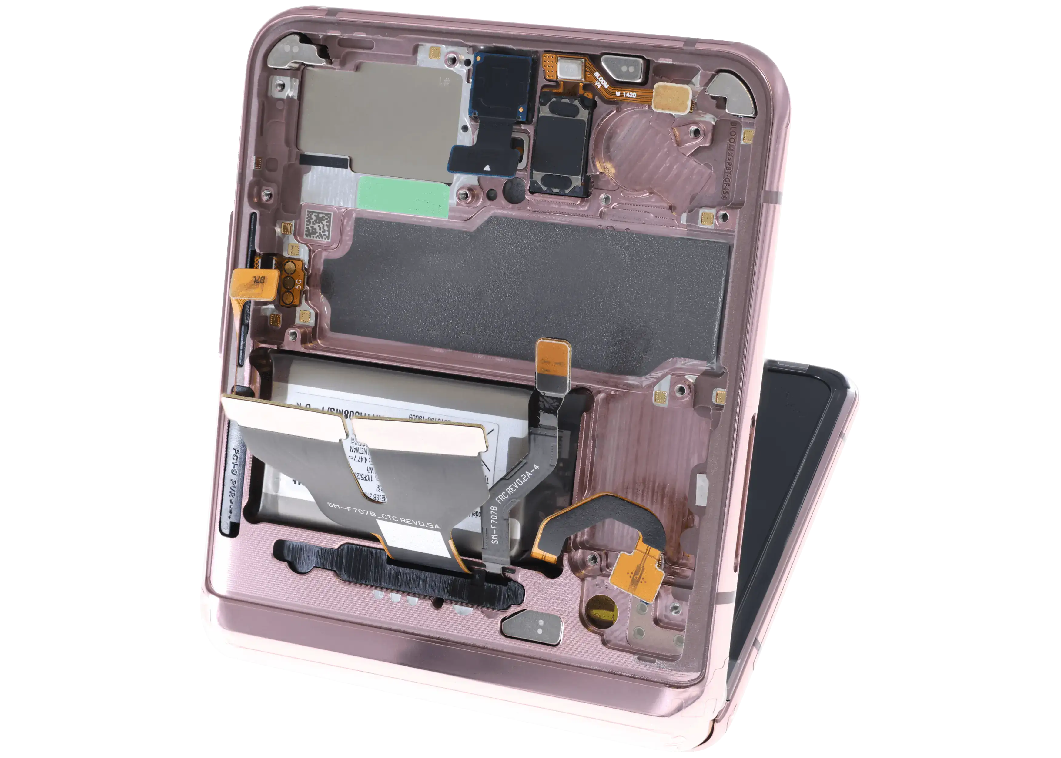Inner OLED-Display für Samsung Galaxy Z Flip 5G (US & International) (gebrauchter OEM-Ausbau, Qualität A) (Mystic Bronze)