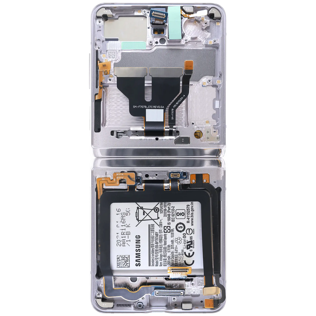 Inner OLED-Display für Samsung Galaxy Z Flip 5G (US & International) (gebrauchter OEM-Ausbau, Qualität A) (Mirror Purple)