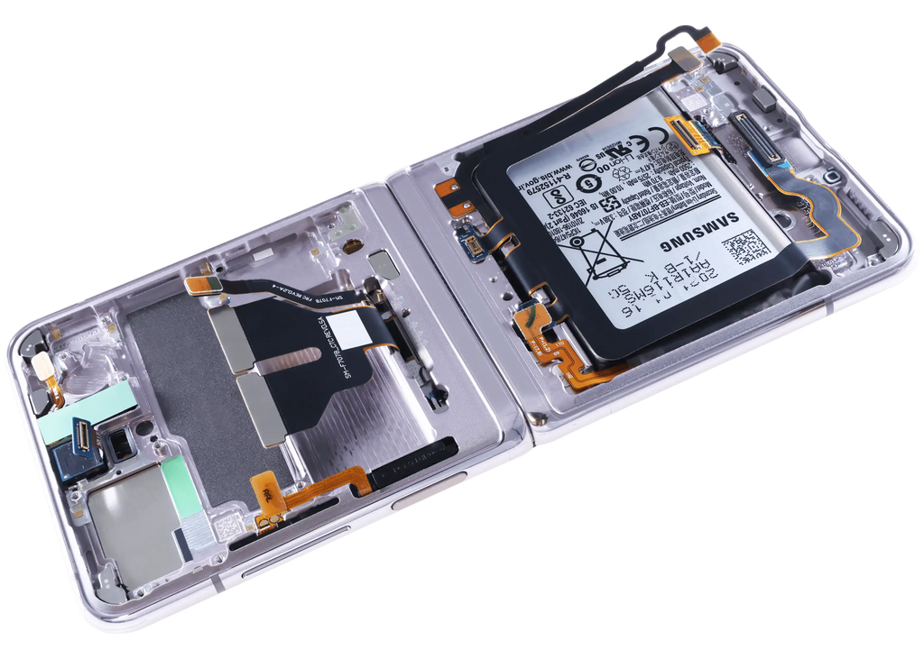 Inner OLED-Display für Samsung Galaxy Z Flip 5G (US & International) (gebrauchter OEM-Ausbau, Qualität A) (Mirror Purple)