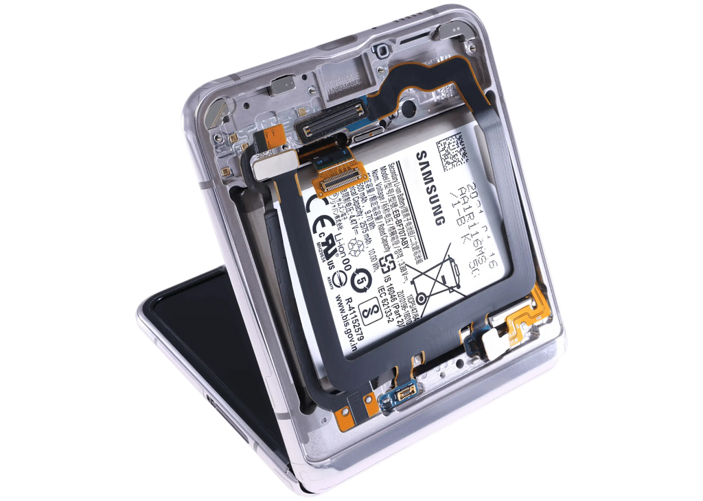 Inner OLED-Display für Samsung Galaxy Z Flip 5G (US & International) (gebrauchter OEM-Ausbau, Qualität A) (Mirror Purple)