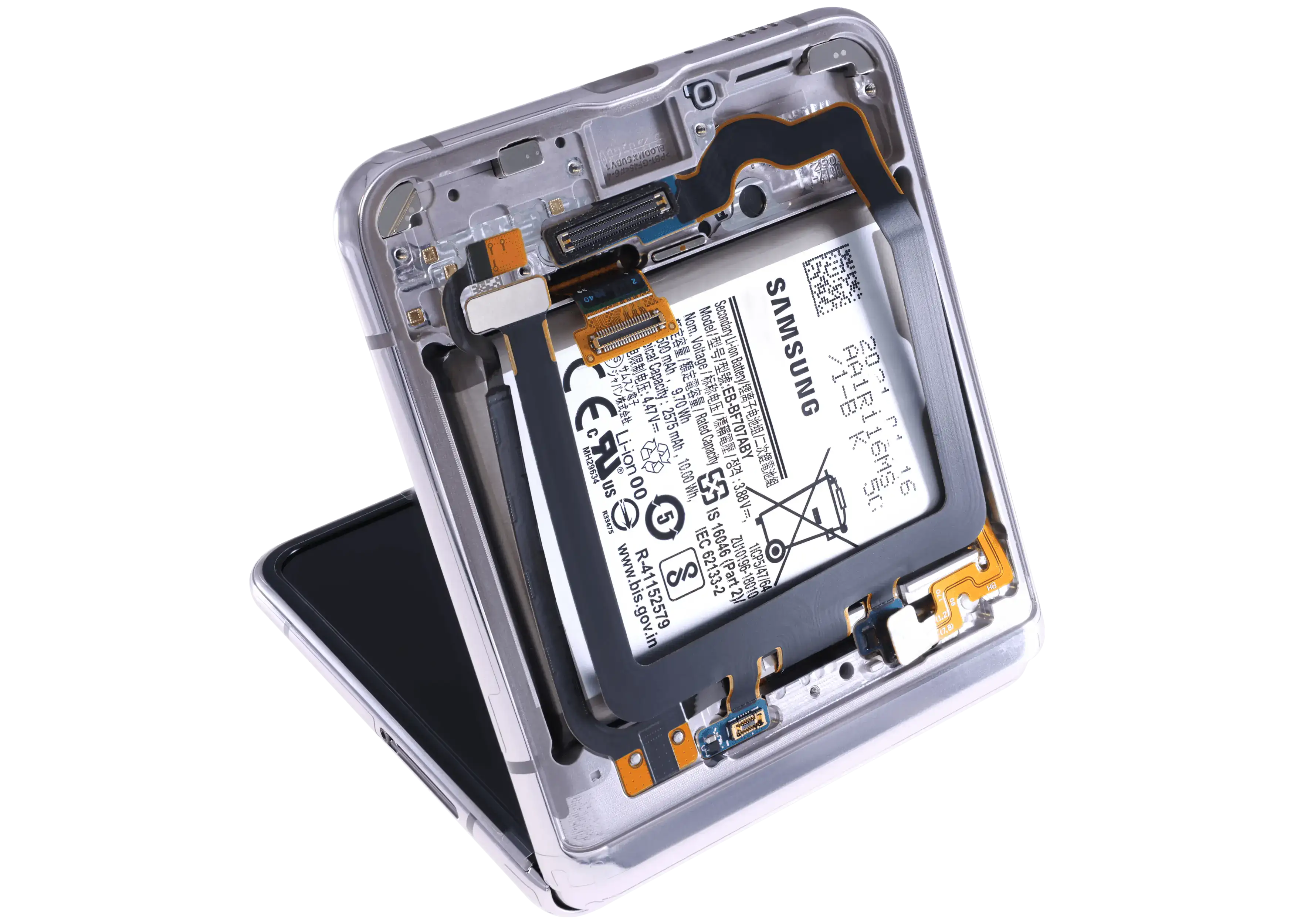 Inner OLED-Display für Samsung Galaxy Z Flip 5G (US & International) (gebrauchter OEM-Ausbau, Qualität A) (Mirror Purple)