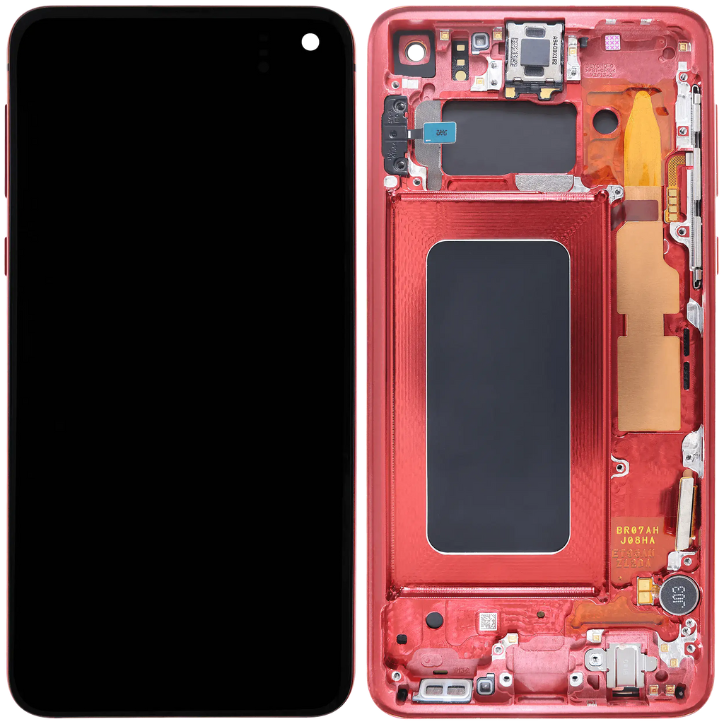 OLED-Display mit Rahmen für Samsung Galaxy S10E (Blemish: Qualität B) (Cardinal Red)