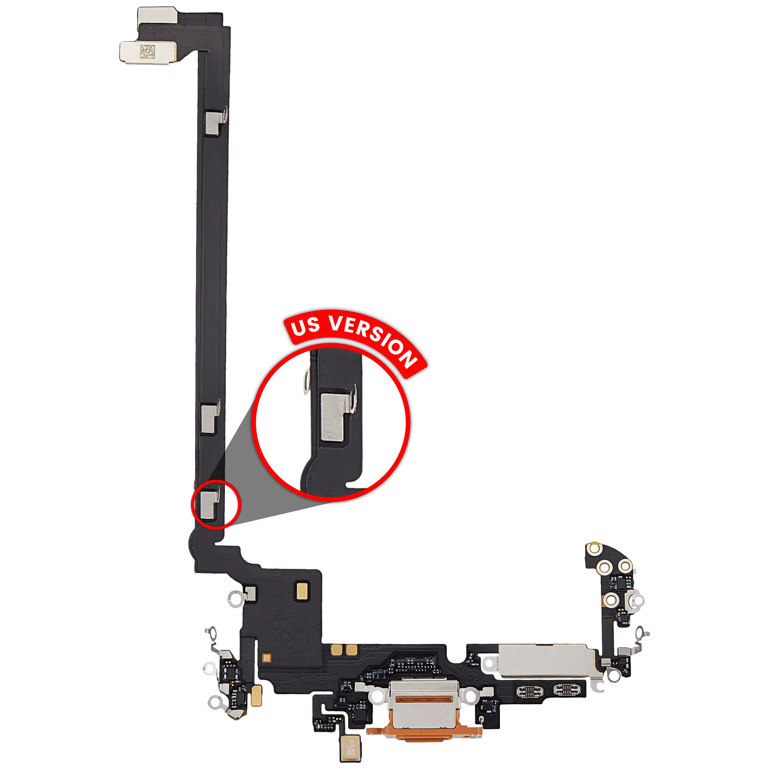 Ladebuchse Flex Cable für iPhone 17 Pro Max (gebrauchter OEM-Ausbau) (US-Version) (Cosmic Orange)