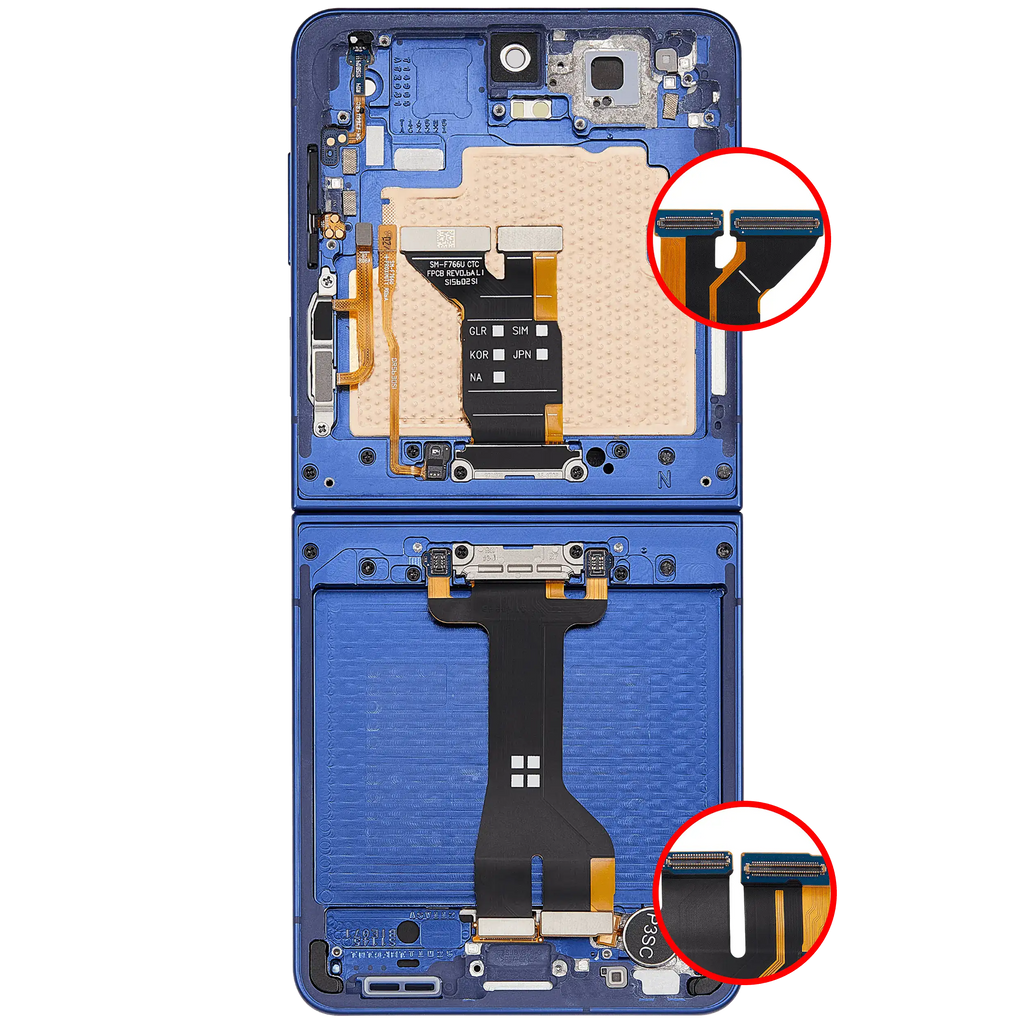 Inner OLED-Display mit Rahmen Compatible für Samsung Galaxy Z Flip 7 5G (US-Version) (Refurbished) (Blue Shadow)