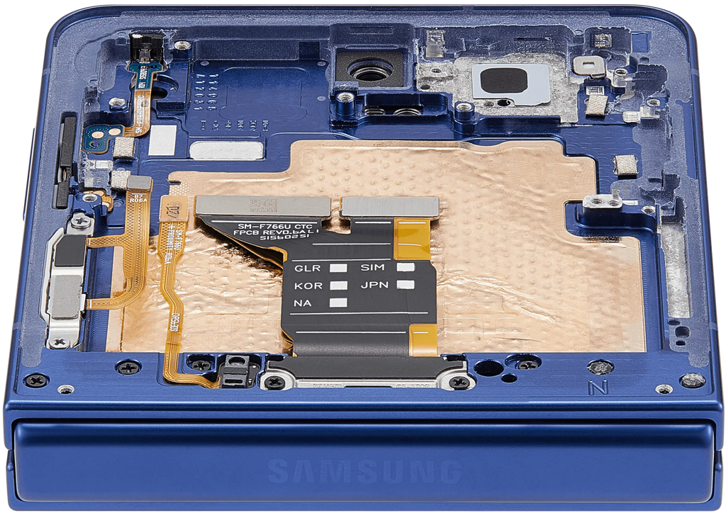 Inner OLED-Display mit Rahmen Compatible für Samsung Galaxy Z Flip 7 5G (US-Version) (Refurbished) (Blue Shadow)