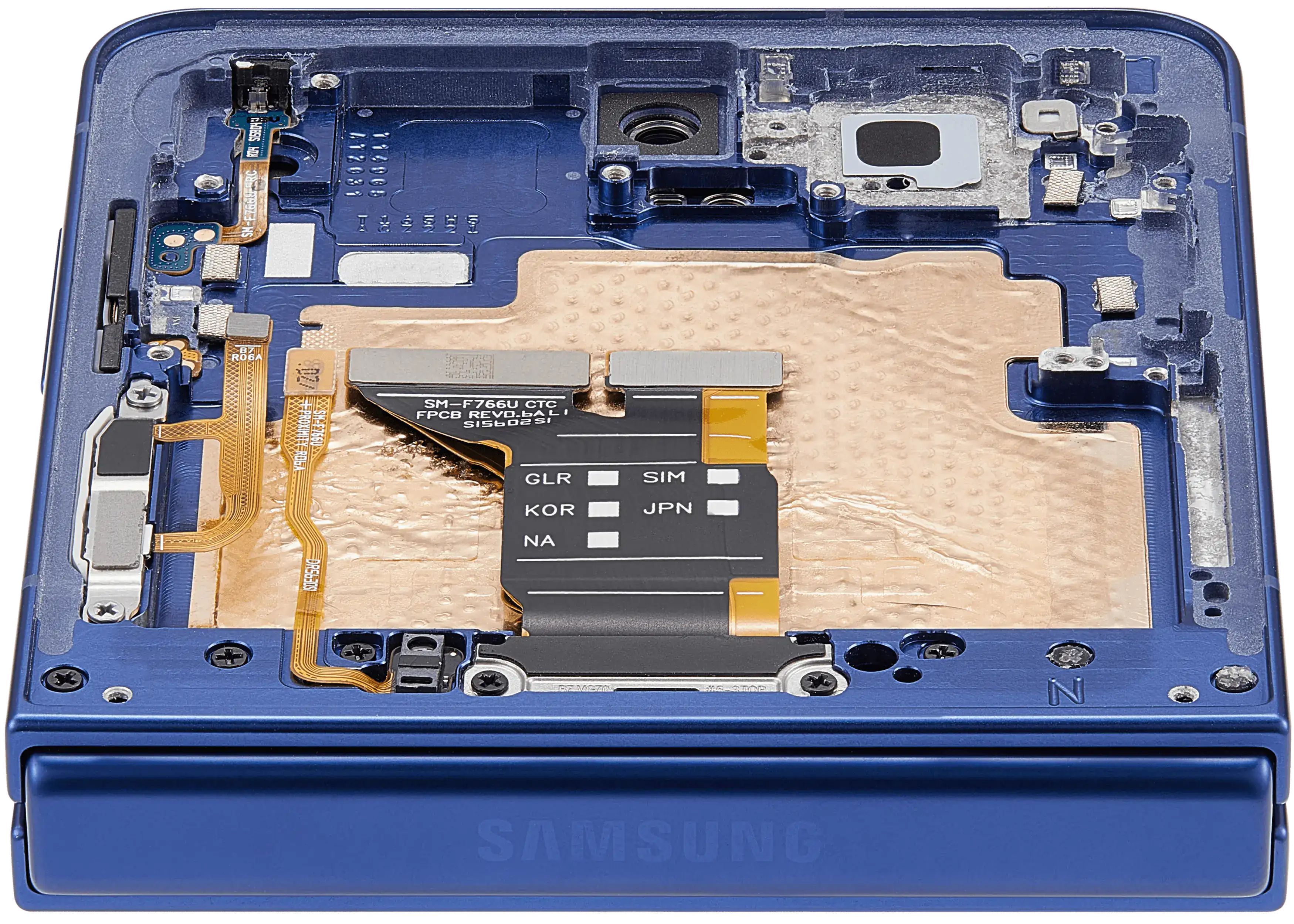 Inner OLED-Display mit Rahmen Compatible für Samsung Galaxy Z Flip 7 5G (US-Version) (Refurbished) (Blue Shadow)