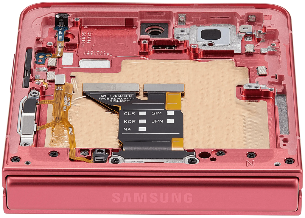 Inner OLED-Display mit Rahmen Compatible für Samsung Galaxy Z Flip 7 5G (US-Version) (Refurbished) (Coral Rot)