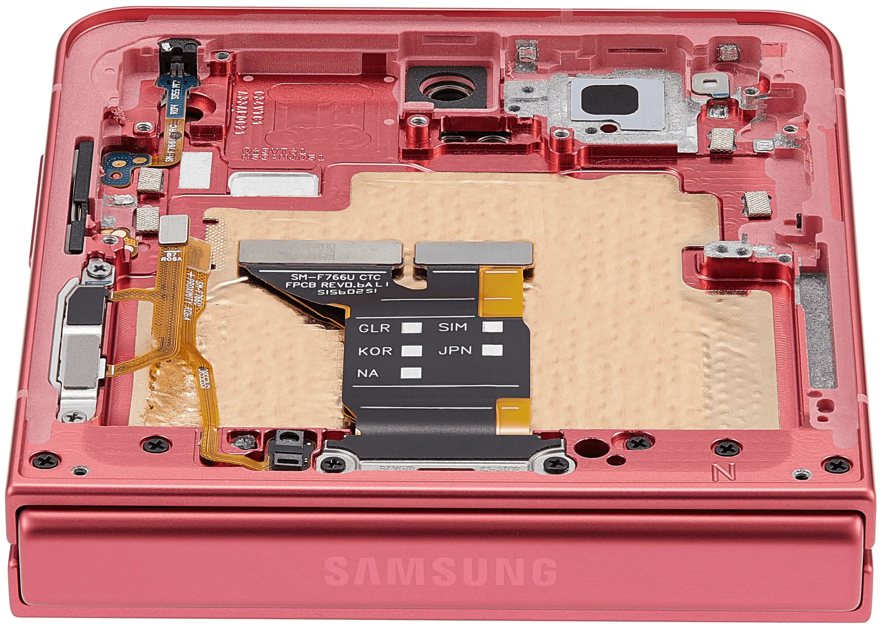 Inner OLED-Display mit Rahmen Compatible für Samsung Galaxy Z Flip 7 5G (US-Version) (Refurbished) (Coral Rot)