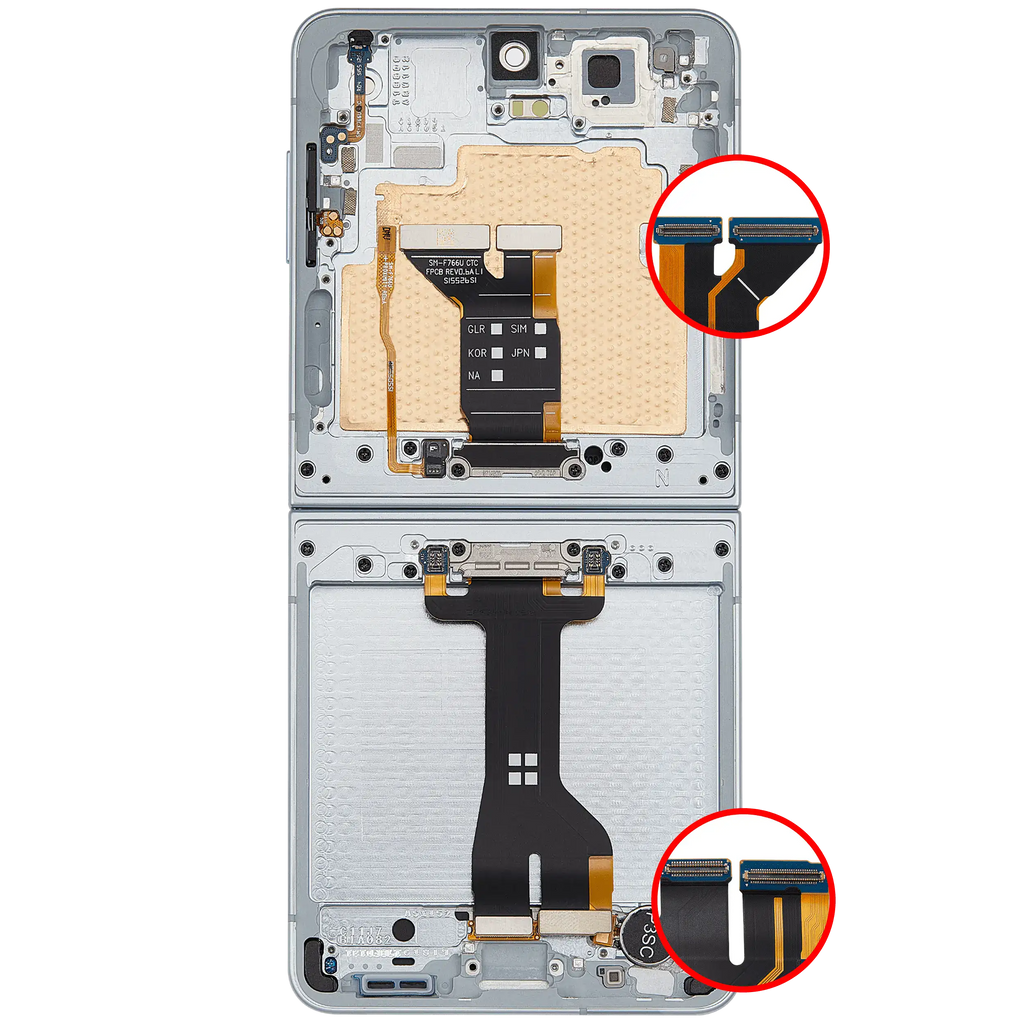 Inner OLED-Display mit Rahmen Compatible für Samsung Galaxy Z Flip 7 5G (US-Version) (Refurbished) (Mint)