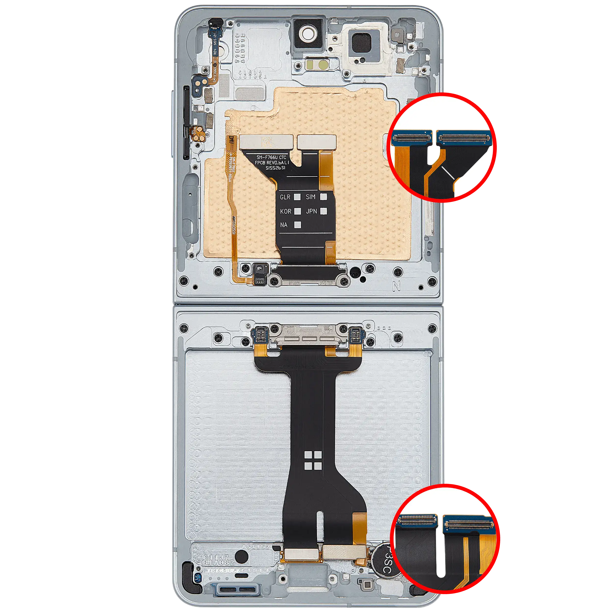 Inner OLED-Display mit Rahmen Compatible für Samsung Galaxy Z Flip 7 5G (US-Version) (Refurbished) (Mint)