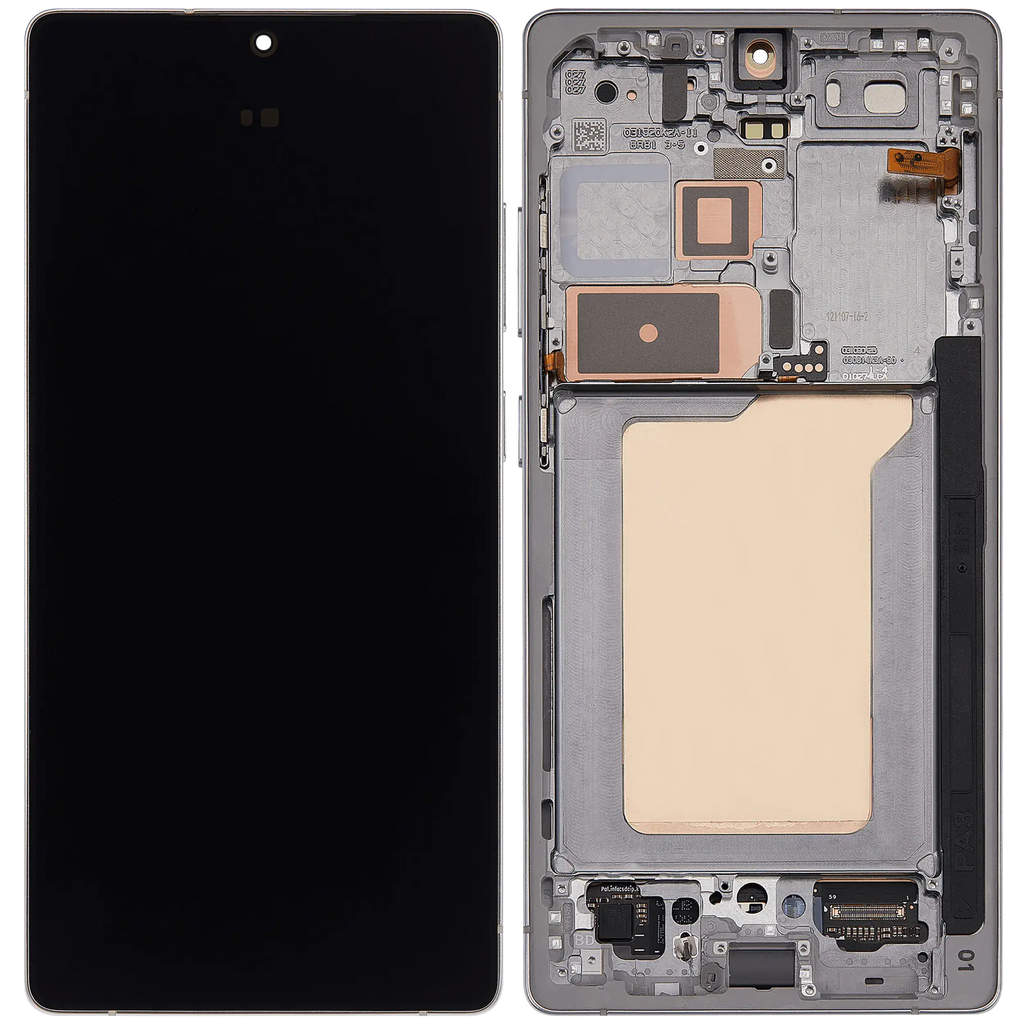 OLED-Display mit Rahmen für Samsung Galaxy S25 Ultra 5G (US & International) (Aftermarket Plus) (120Hz) (Titanium Weiß Silber)