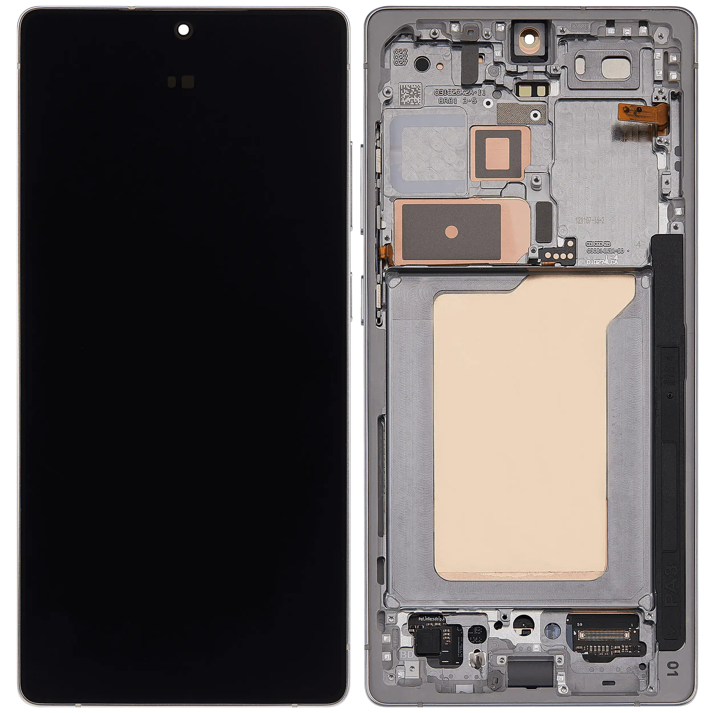 OLED-Display mit Rahmen für Samsung Galaxy S25 Ultra 5G (US & International) (Aftermarket Plus) (120Hz) (Titanium Weiß Silber)