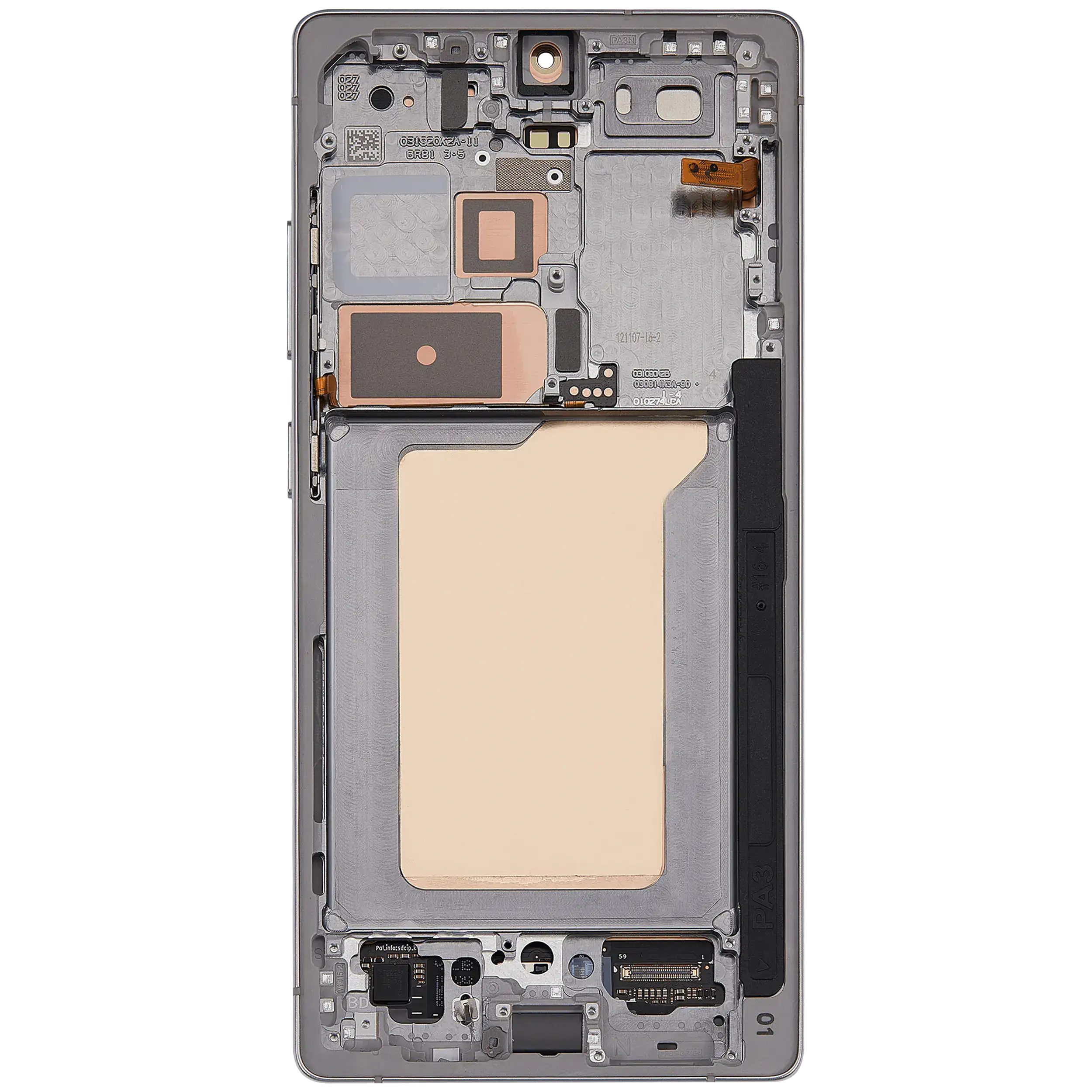 OLED-Display mit Rahmen für Samsung Galaxy S25 Ultra 5G (US & International) (Aftermarket Plus) (120Hz) (Titanium Weiß Silber)