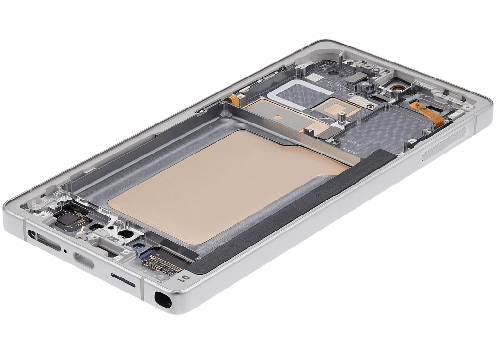 OLED-Display mit Rahmen für Samsung Galaxy S25 Ultra 5G (US & International) (Aftermarket Plus) (120Hz) (Titanium Weiß Silber)