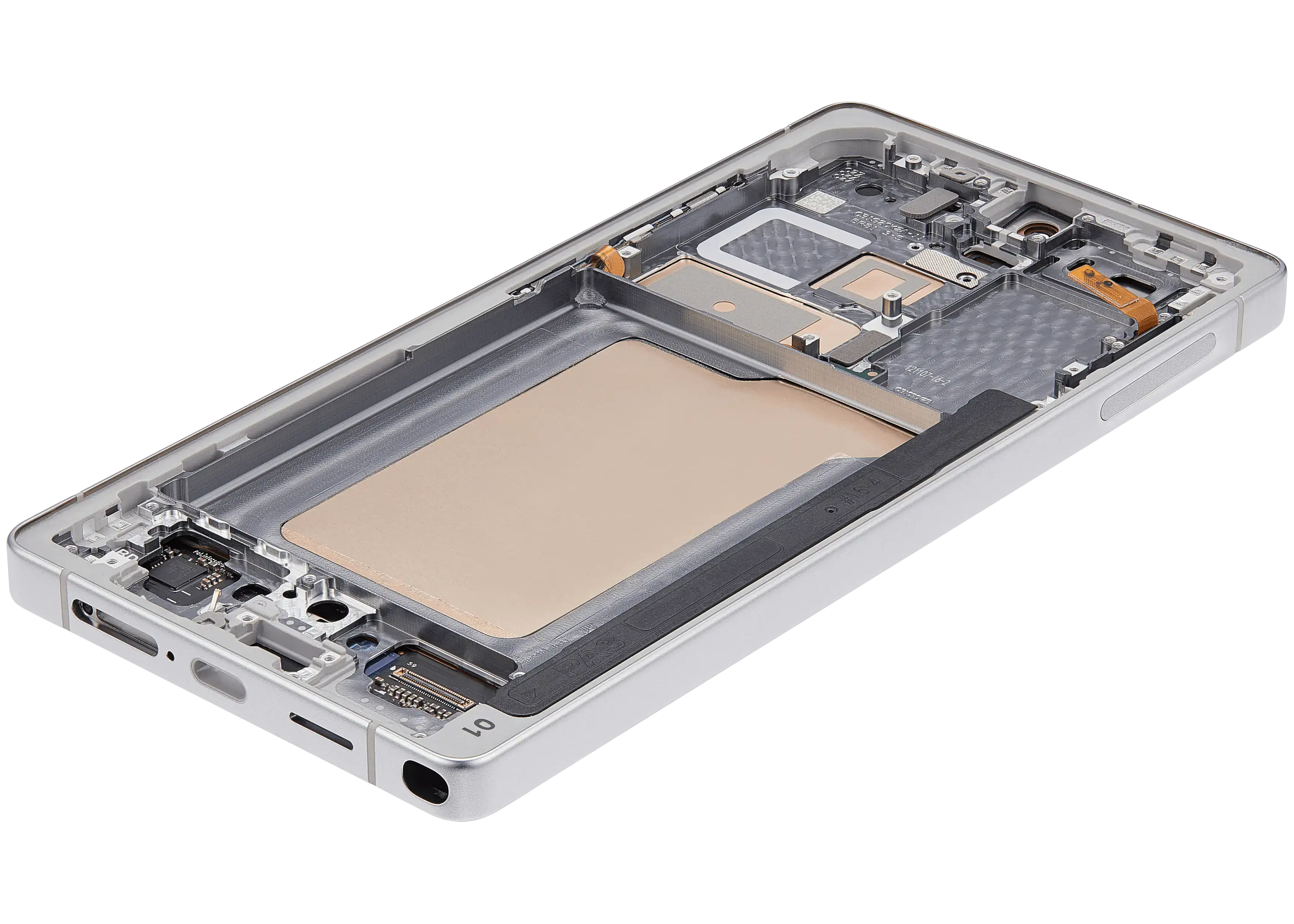 OLED-Display mit Rahmen für Samsung Galaxy S25 Ultra 5G (US & International) (Aftermarket Plus) (120Hz) (Titanium Weiß Silber)