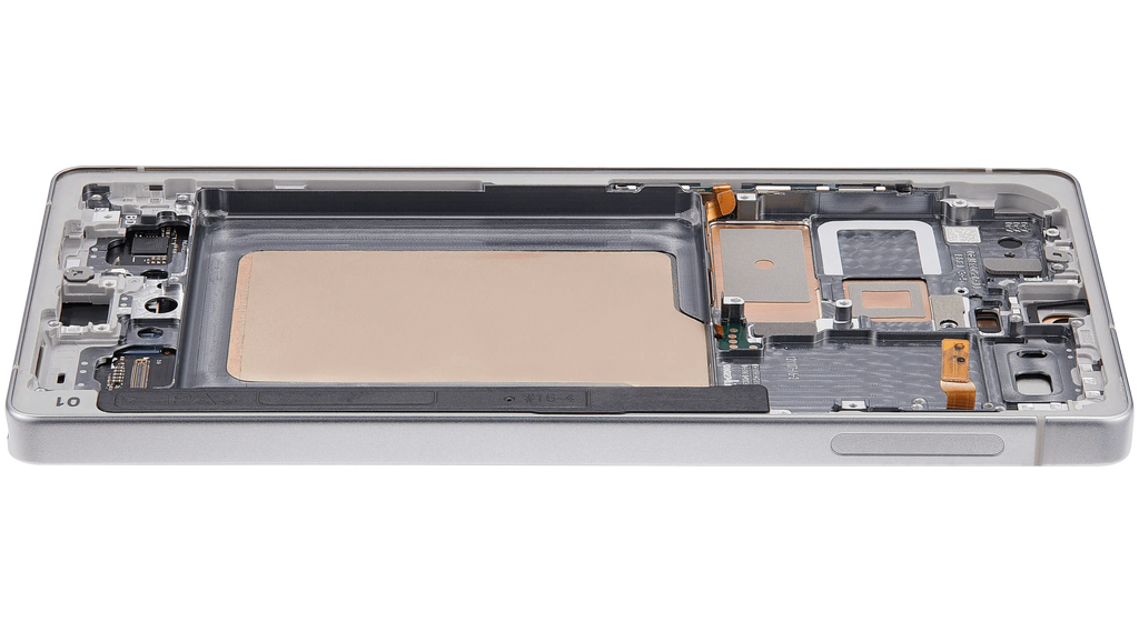 OLED-Display mit Rahmen für Samsung Galaxy S25 Ultra 5G (US & International) (Aftermarket Plus) (120Hz) (Titanium Weiß Silber)