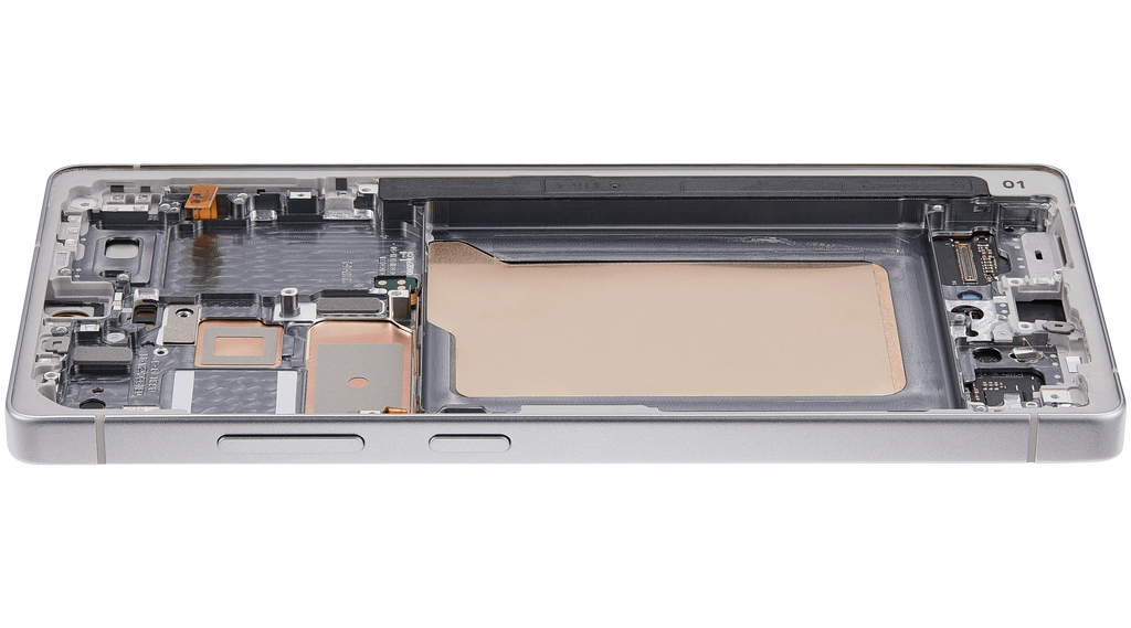 OLED-Display mit Rahmen für Samsung Galaxy S25 Ultra 5G (US & International) (Aftermarket Plus) (120Hz) (Titanium Weiß Silber)