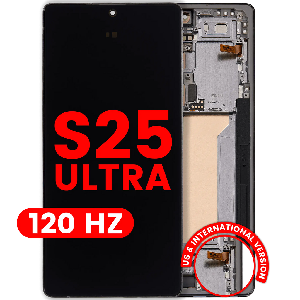 OLED-Display mit Rahmen für Samsung Galaxy S25 Ultra 5G (US & International) (Aftermarket Plus) (120Hz) (Titanium Jet Black)