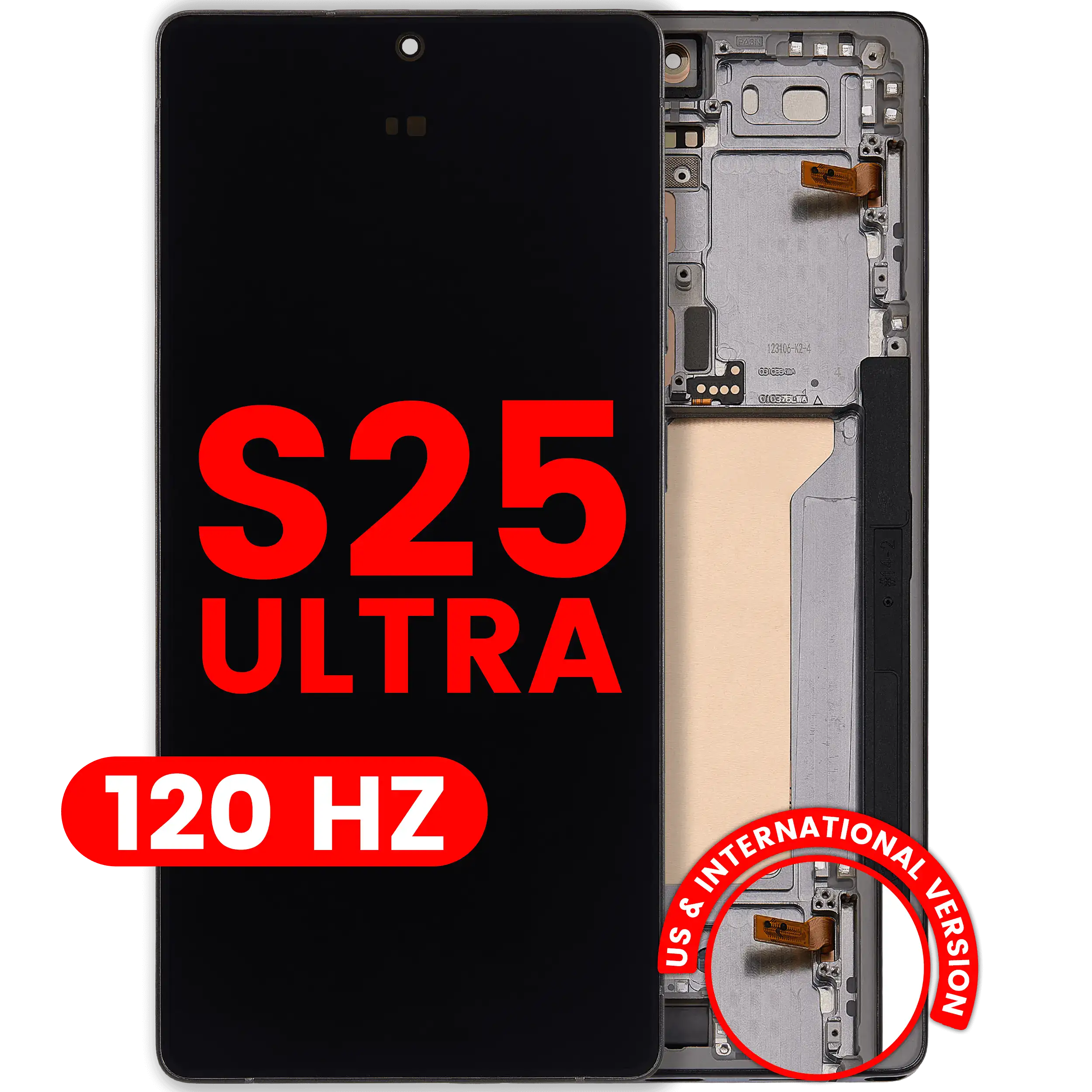 OLED-Display mit Rahmen für Samsung Galaxy S25 Ultra 5G (US & International) (Aftermarket Plus) (120Hz) (Titanium Jet Black)