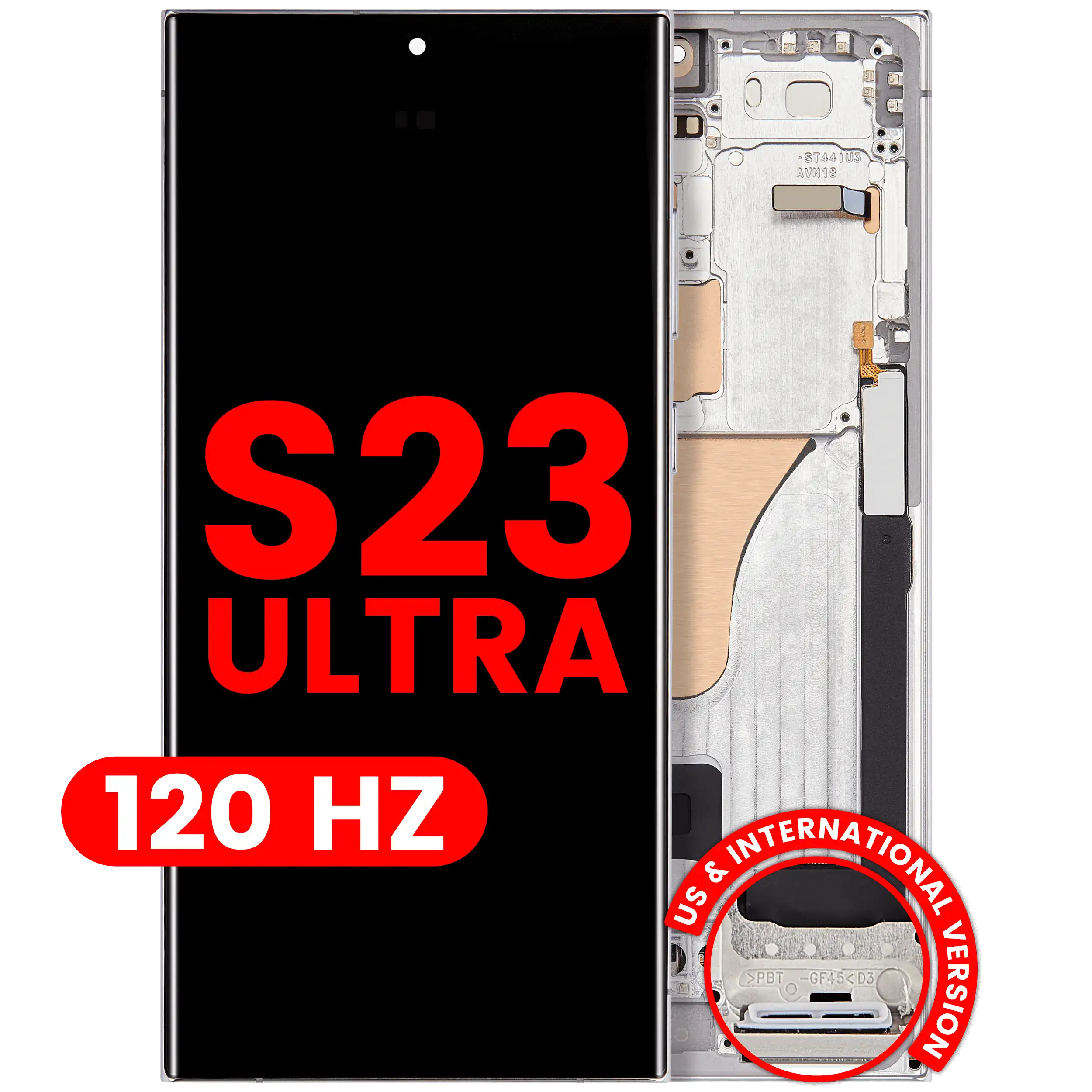 OLED-Display mit Rahmen für Samsung Galaxy S23 Ultra (US & International) (Aftermarket Plus) (120Hz) (Sky Blue)