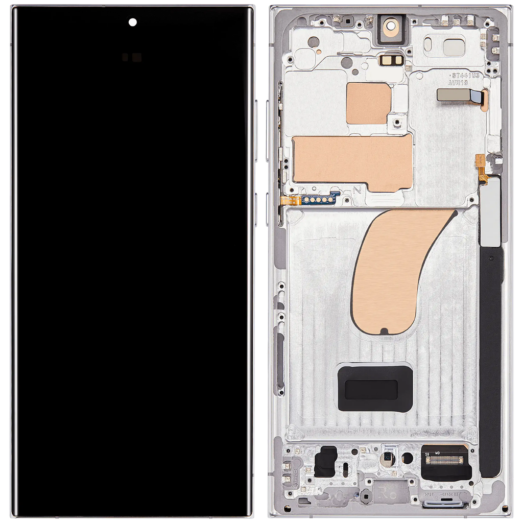 OLED-Display mit Rahmen für Samsung Galaxy S23 Ultra (US & International) (Aftermarket Plus) (120Hz) (Sky Blue)